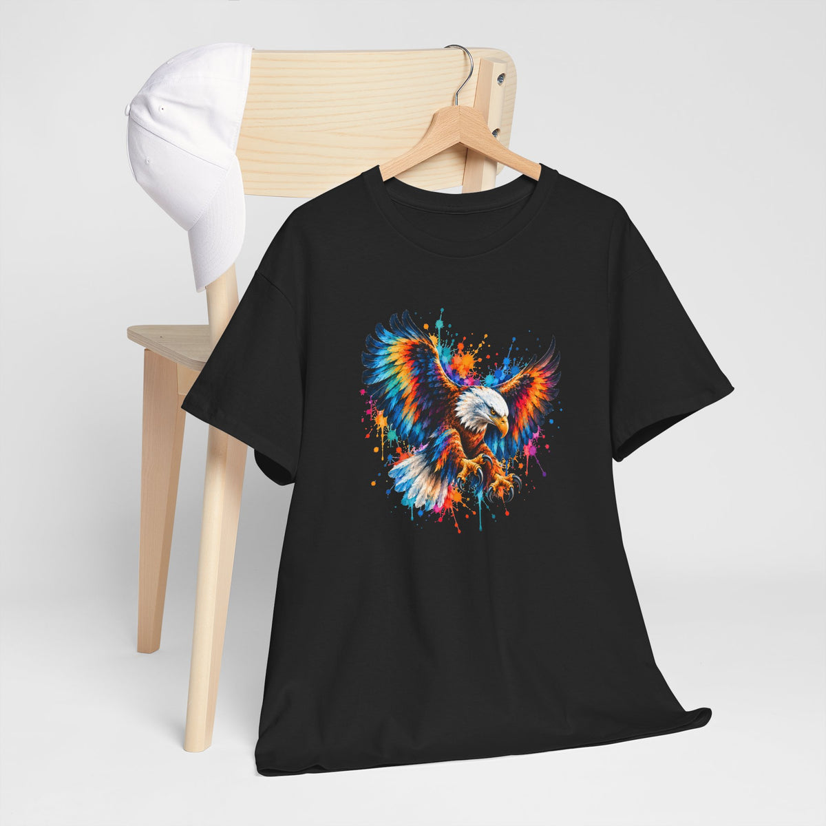 Tee Shirt Aigle Coloré Homme Femme – T-Shirt Aigle en Vol Style Aquarelle Multicolore – Cadeau Amoureux des Aigles et Oiseaux