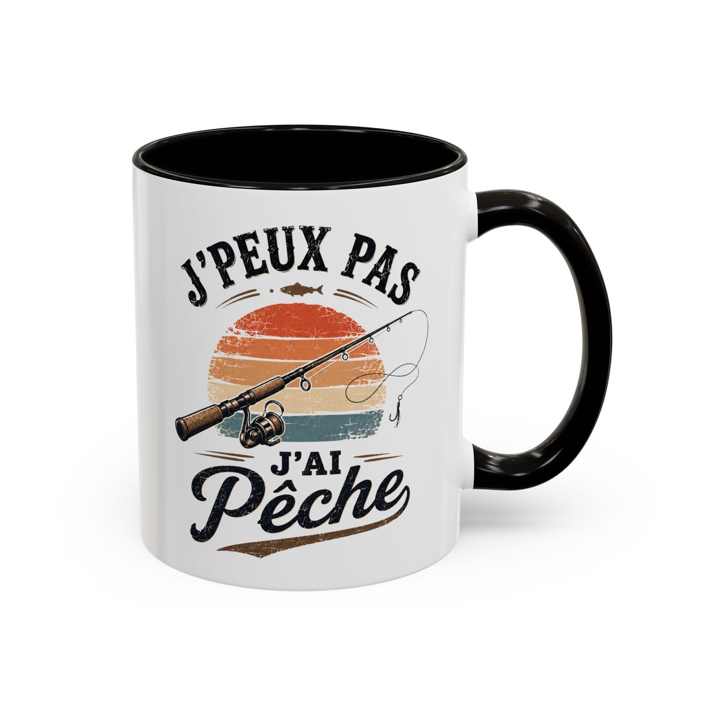 Tasse J’Peux Pas J’Ai Pêche – Mug Pêche Vintage Humoristique – Cadeau Pêcheur Homme Nature 325ml