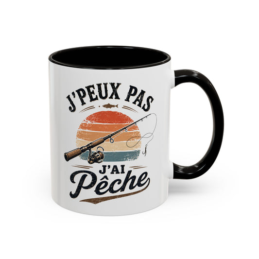 Tasse J’Peux Pas J’Ai Pêche – Mug Pêche Vintage Humoristique – Cadeau Pêcheur Homme Nature 325ml