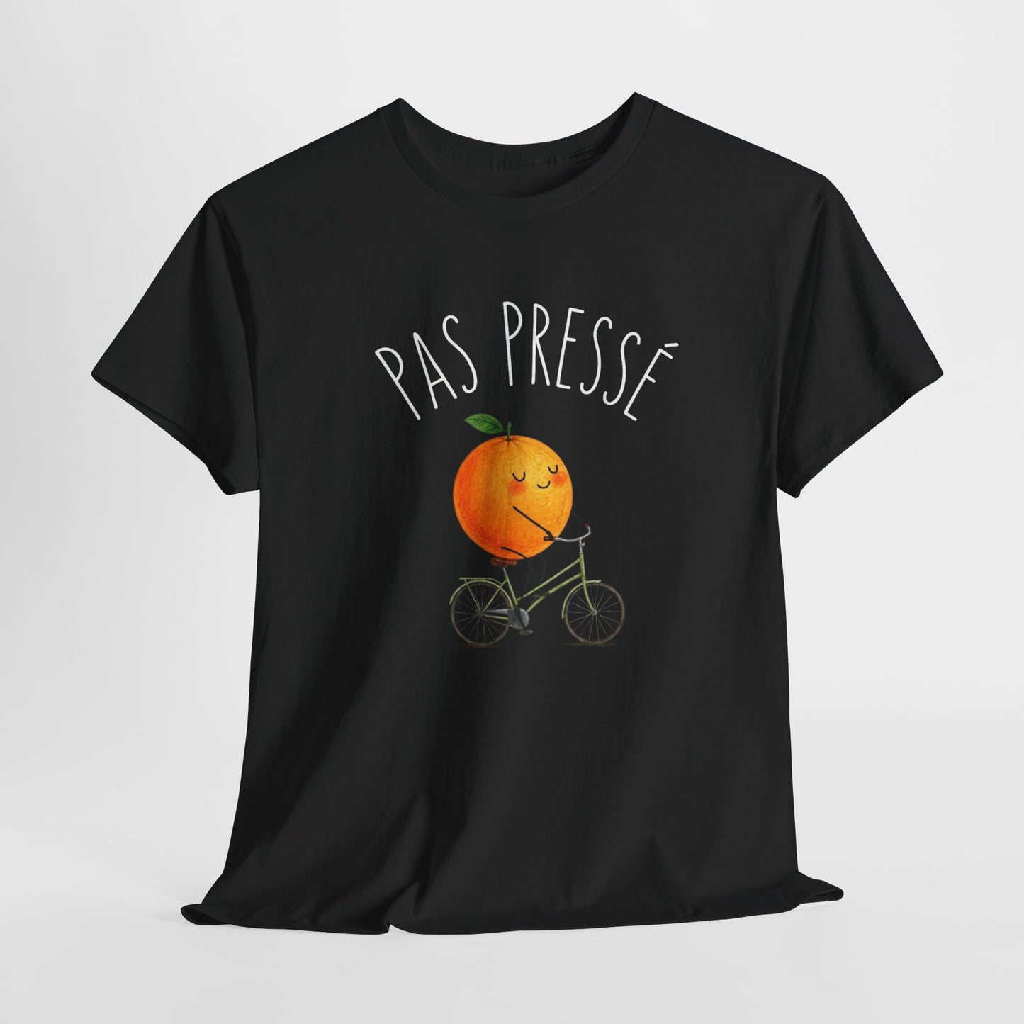 Tee Shirt Pas Pressé Orange à Vélo – T-Shirt Humour Fruit Mignon – Cadeau Homme Femme Original