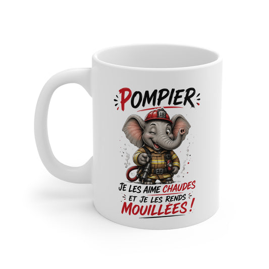 Tasse Pompier Humour – Je Les Aime Chaudes Et Je Les Rends Mouillées – Mug Drôle Caserne Cadeau Pompier Homme Femme 325ml