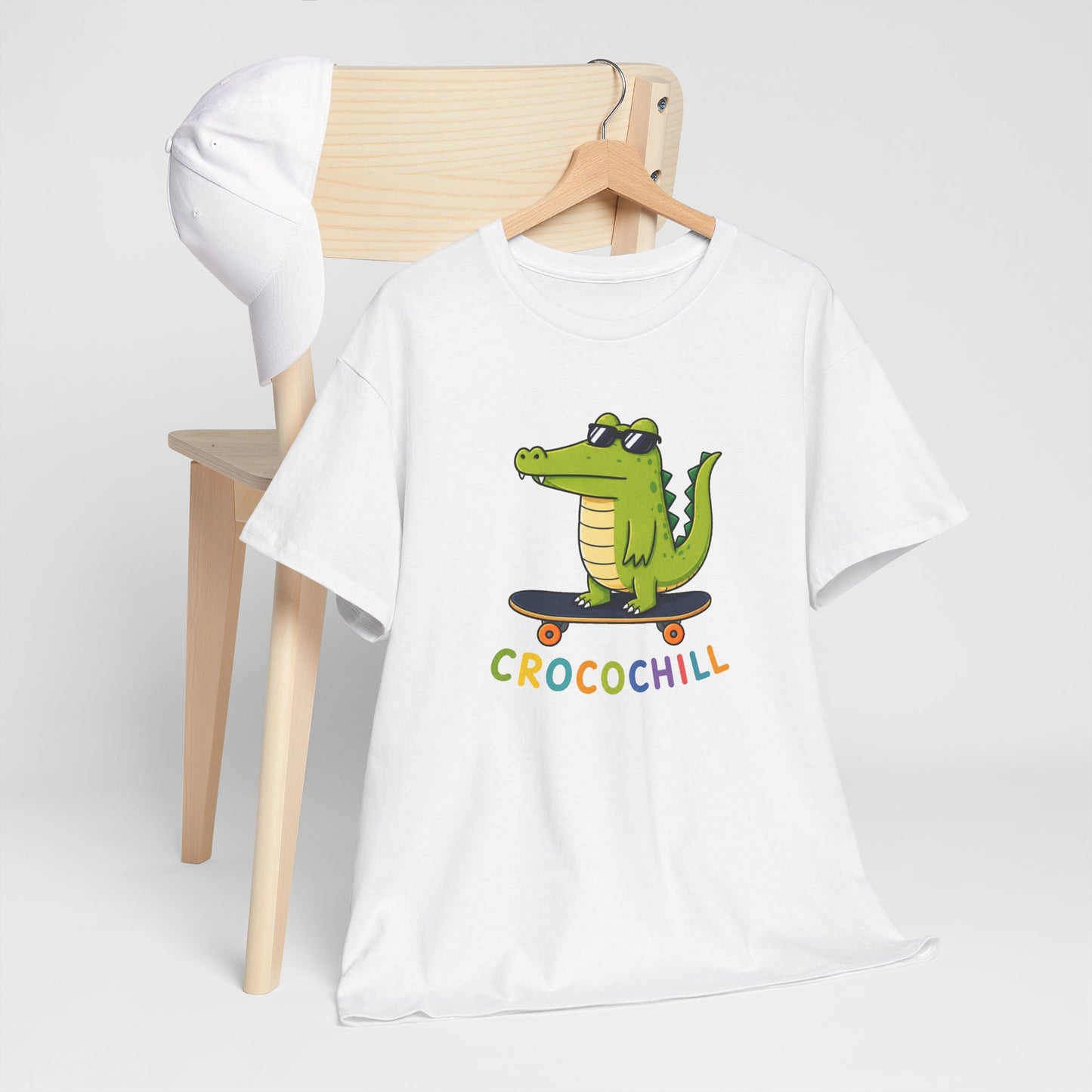 Tee Shirt Crocodile Skateboard Homme et Femme – Croco Chill – T-Shirt Humour Animal