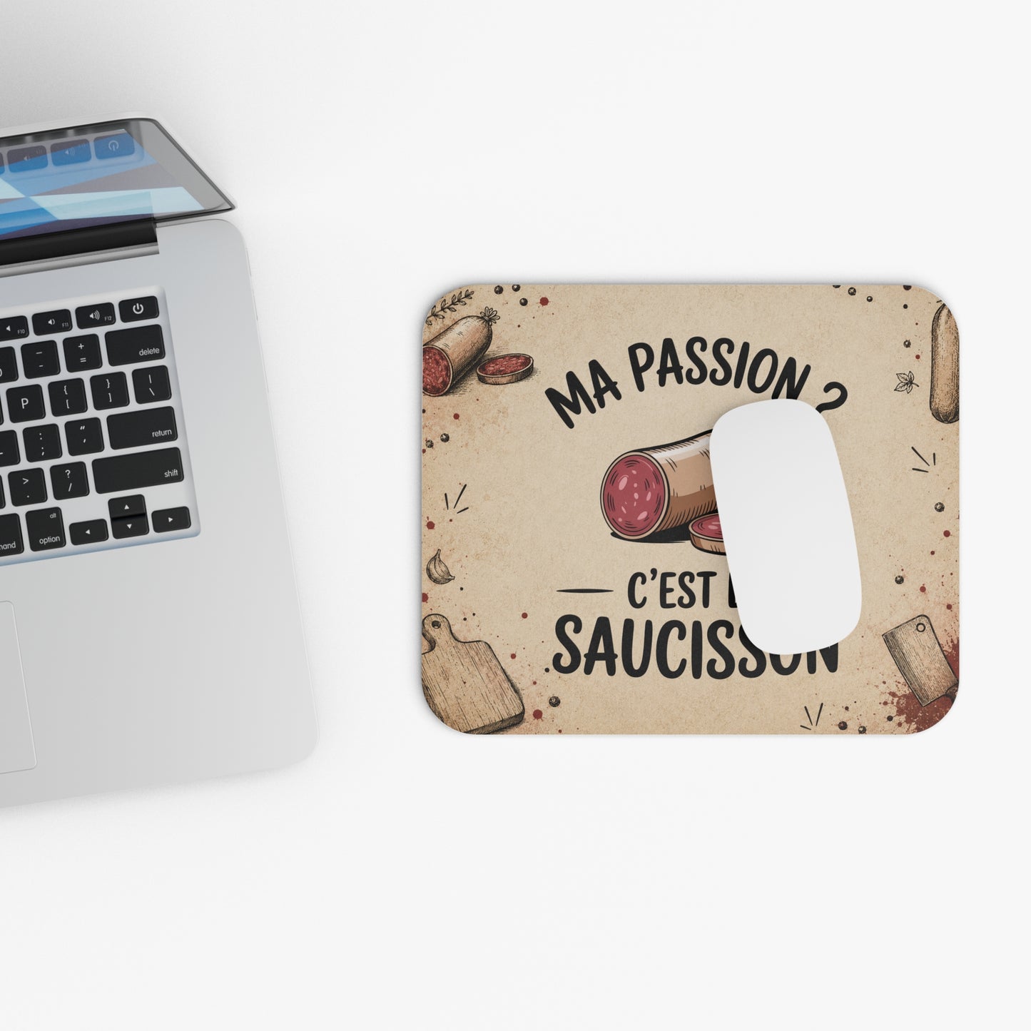 Tapis de Souris 22x18cm Ma Passion C'est le Saucisson Cadeau Humour Homme Femme Apéro Charcuterie Gourmand Bureau Gaming