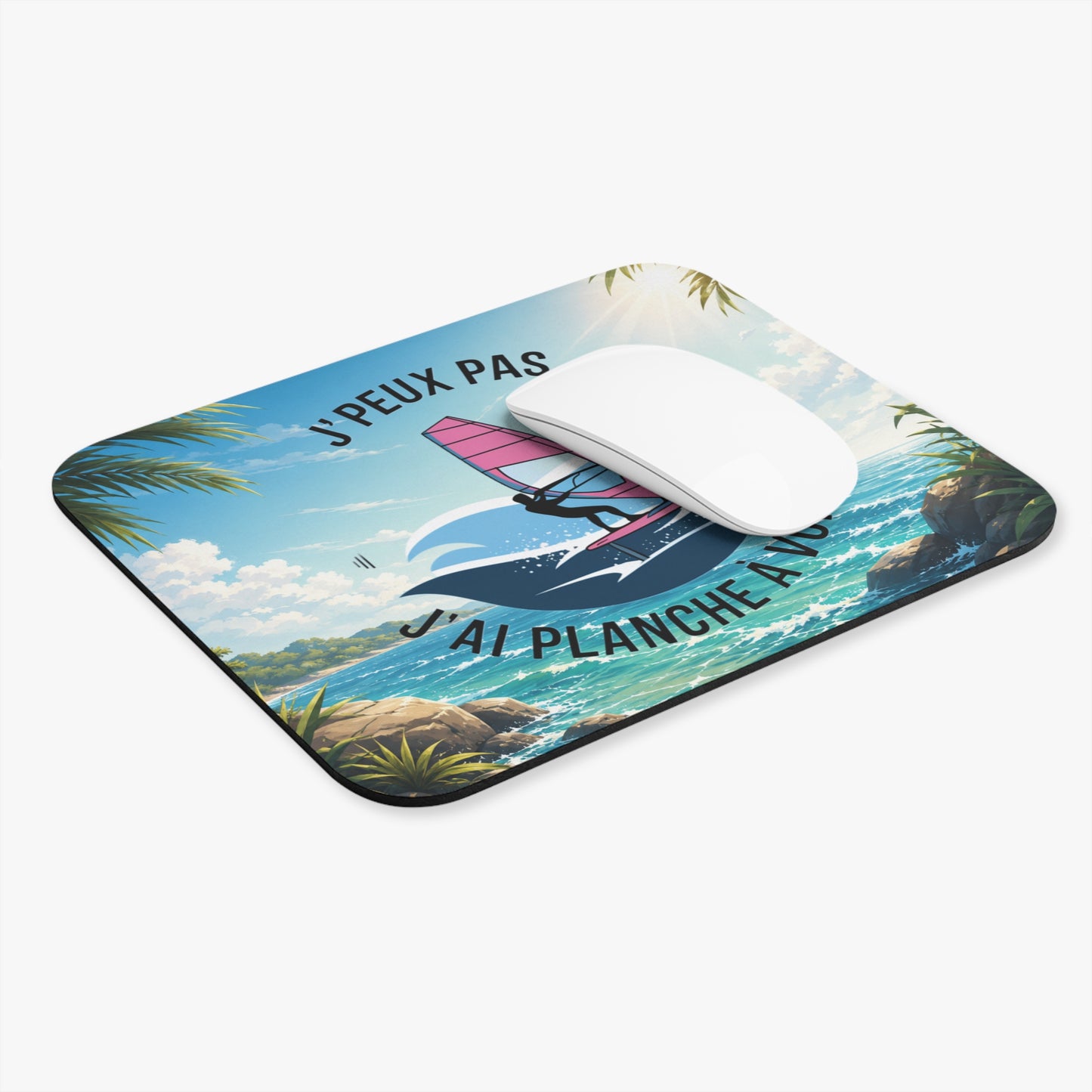 Tapis de Souris 22x18cm J’Peux Pas J’Ai Planche à Voile – Cadeau Humour Windsurf Homme Femme – Design Sport Nautique – Accessoire Bureau Gaming