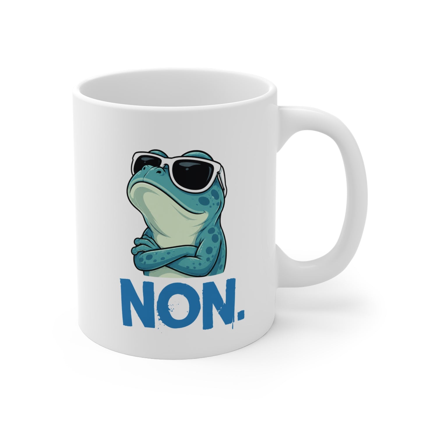 Tasse Non. – Mug Humour Grenouille Cool – Cadeau Drôle Homme Femme 325 ml