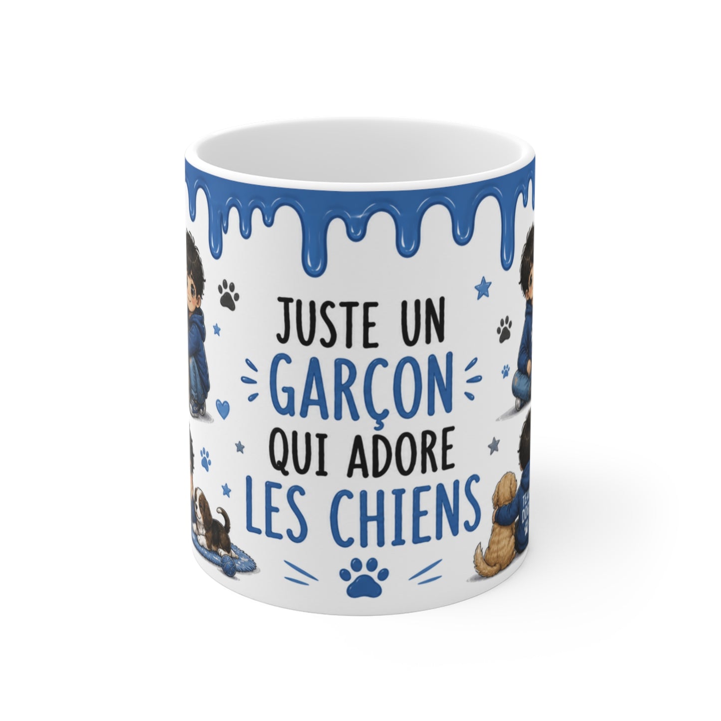 Tasse Juste Un Garçon Qui Adore Les Chiens – Mug Chien Kawaii Garçon Passion Chiot Animal Compagnie Cadeau Enfant Amoureux des Chiens 325ml