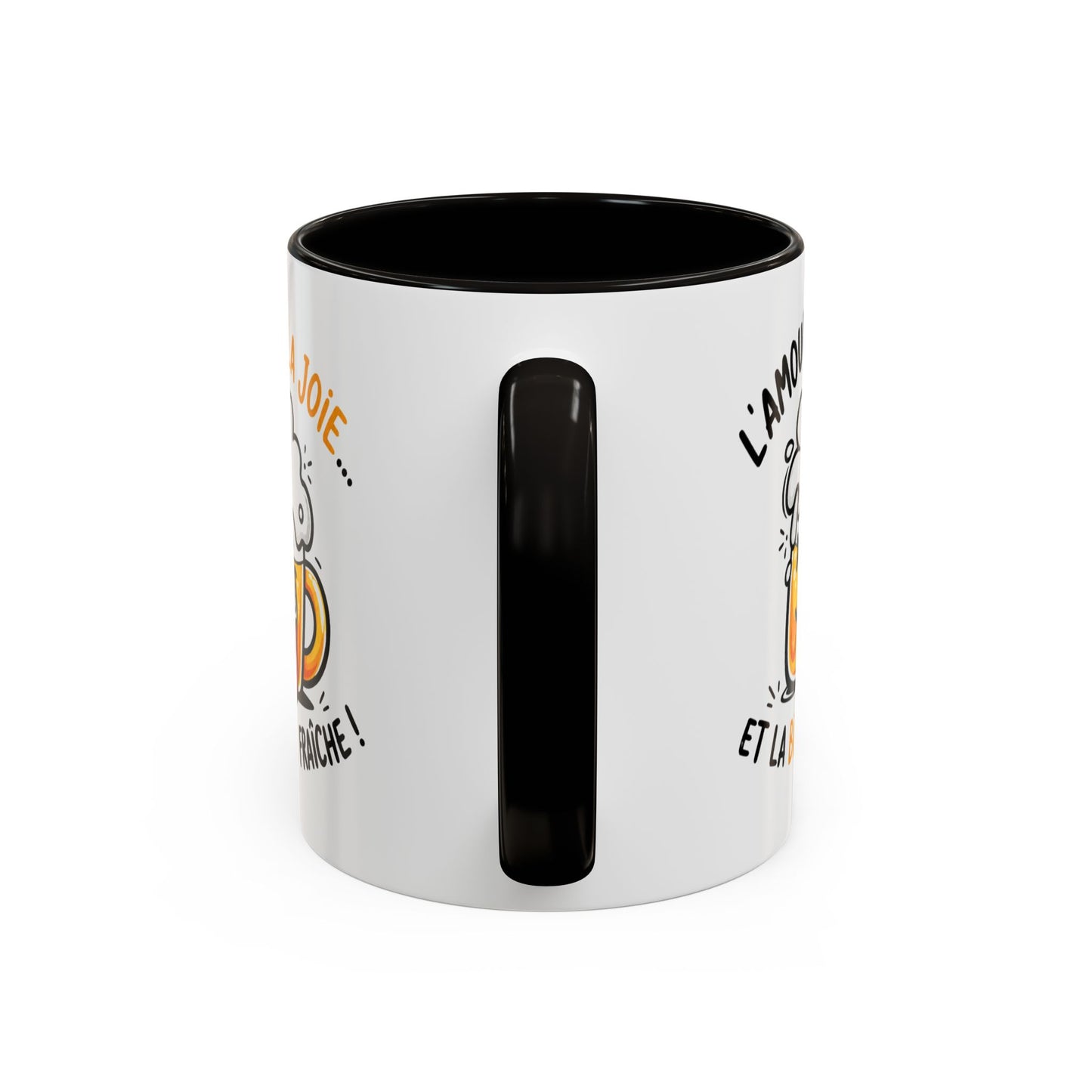 Mug Humour Bière – L’Amour La Joie Et La Bière Fraîche – Tasse Drôle Cadeau Original Fun Céramique 325ml