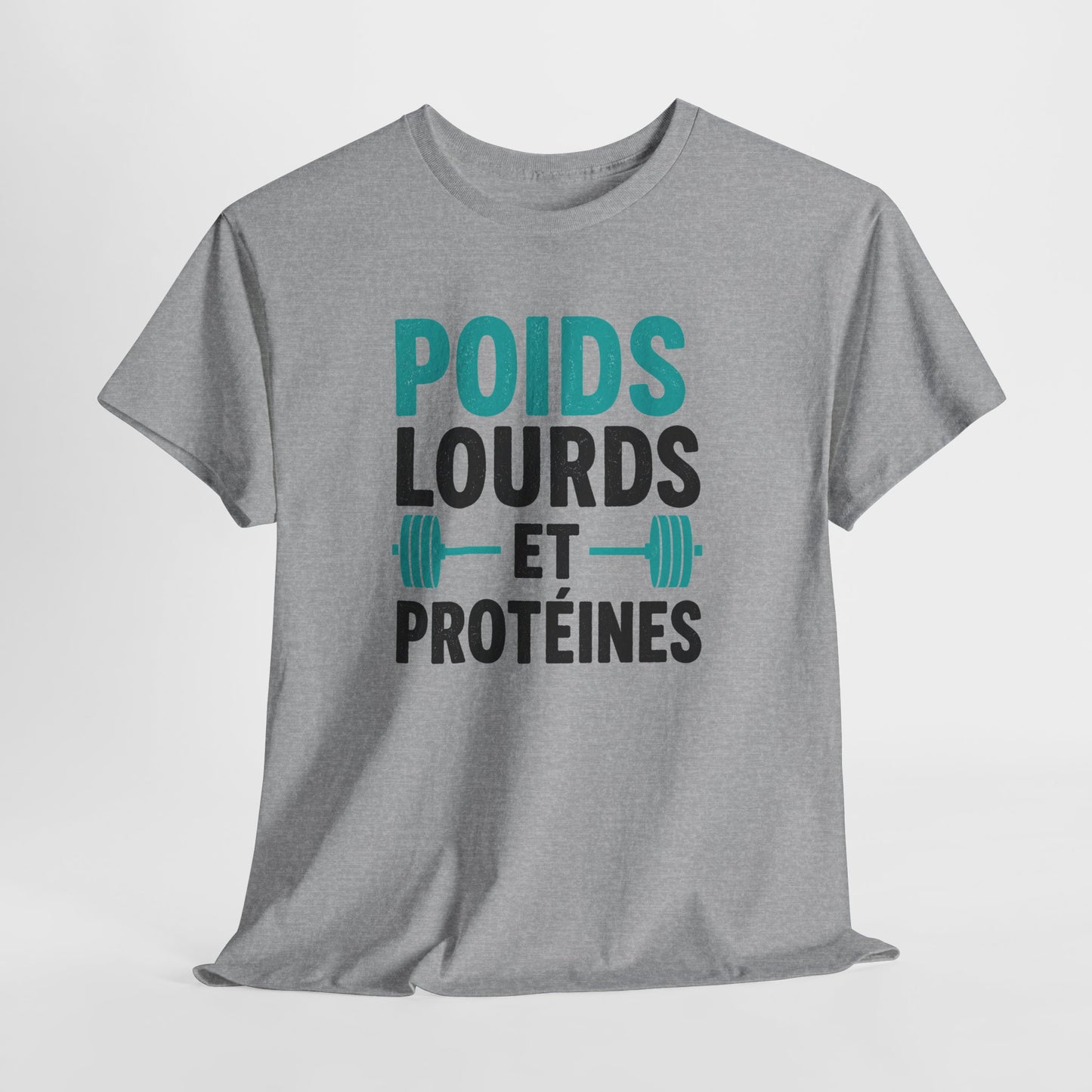 T-Shirt Musculation Homme et Femme – Fitness Protéines Poids Lourds – Salle de Sport Entraînement – Cadeau Sportif