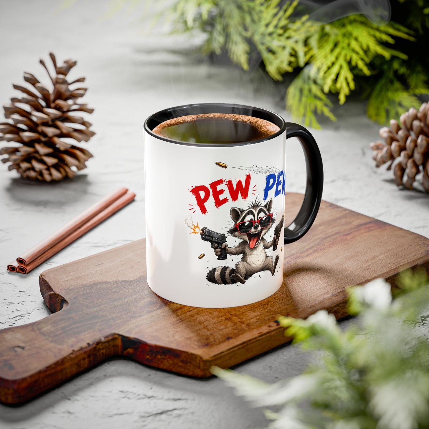 Tasse Pew Pew – Mug  Animal Raton Laveur Humour – Cadeau Drôle Homme Femme 325ml