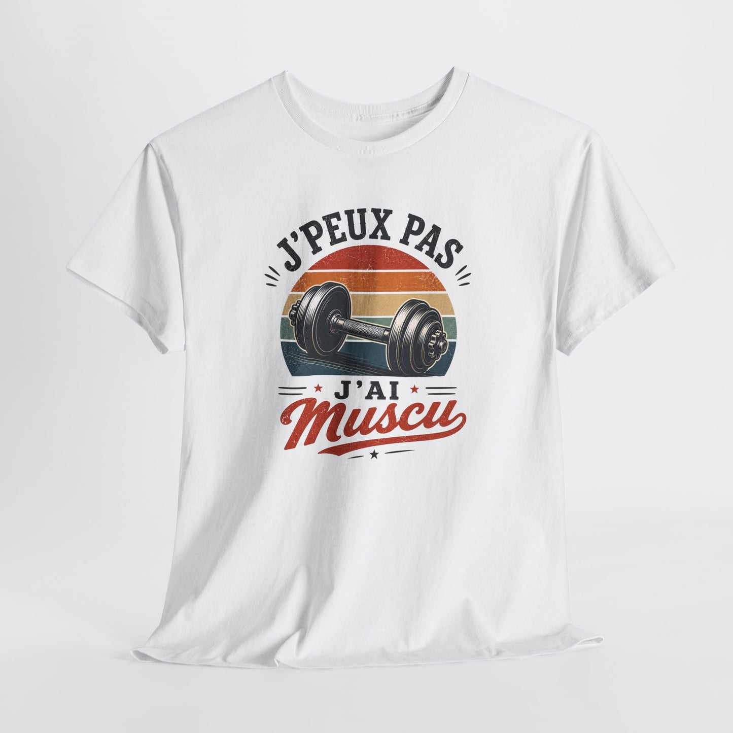 T-Shirt Musculation Homme Femme – J’Peux Pas J’Ai Muscu – Tee Shirt Fitness Bodybuilding Haltère Vintage Cadeau Sport Salle de Sport