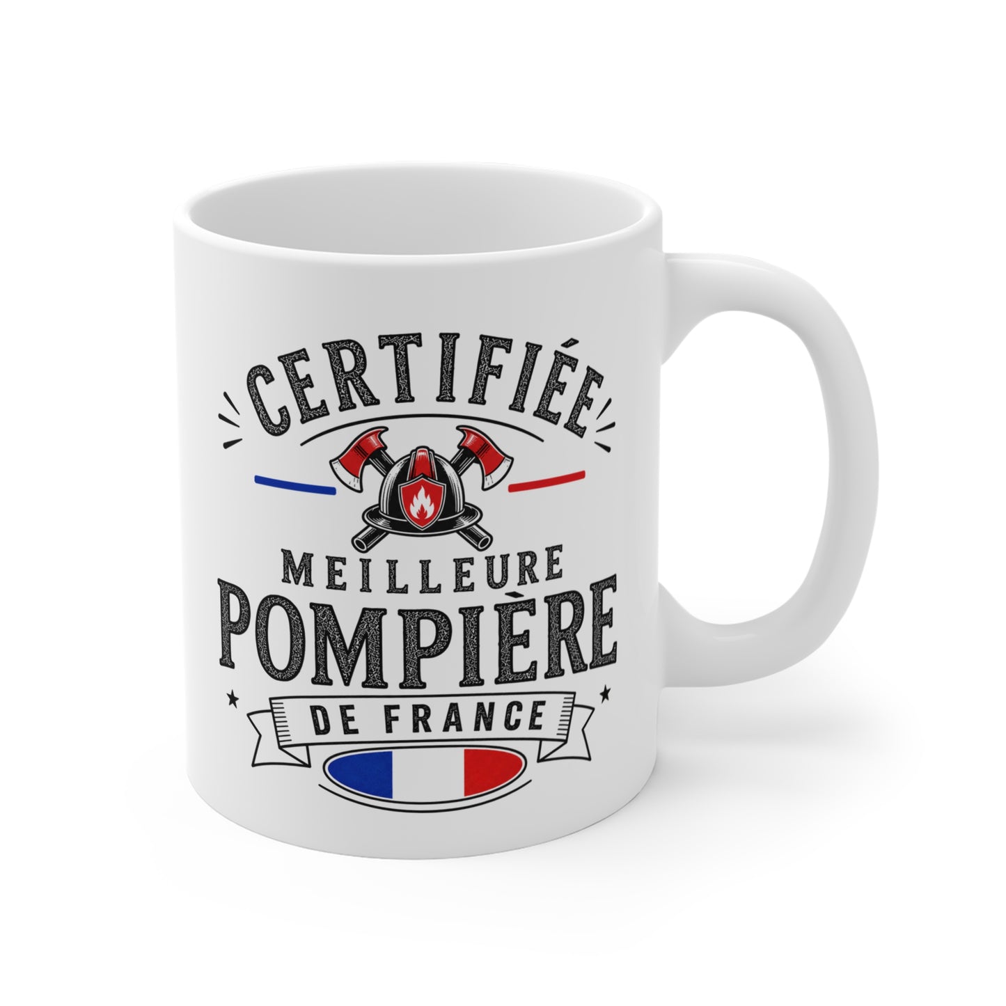 Mug Pompière Femme – Certifiée Meilleure Pompière de France – Tasse Métier – Cadeau Original Femme Pompier