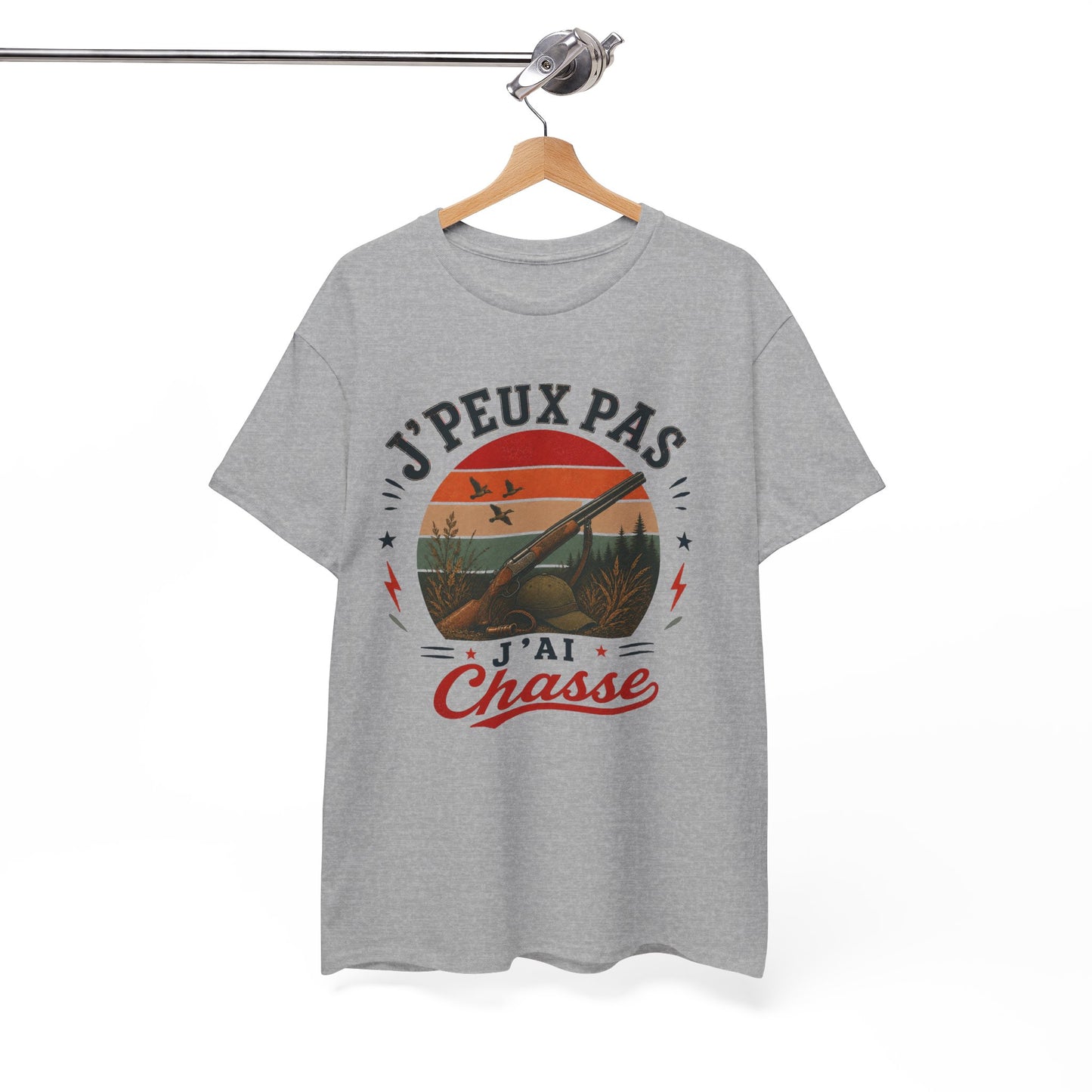 T-Shirt J’Peux Pas J’Ai Chasse – Tee Shirt Humour Chasseur Vintage – Cadeau Passion Nature Homme