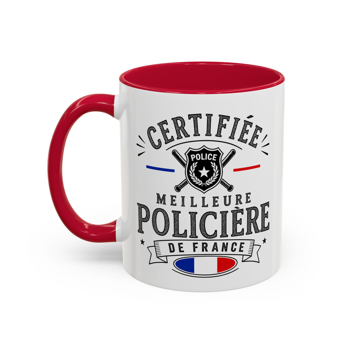 Mug Policière Femme – Certifiée Meilleure Policière de France – Tasse Métier Police – Cadeau Original Femme Policière