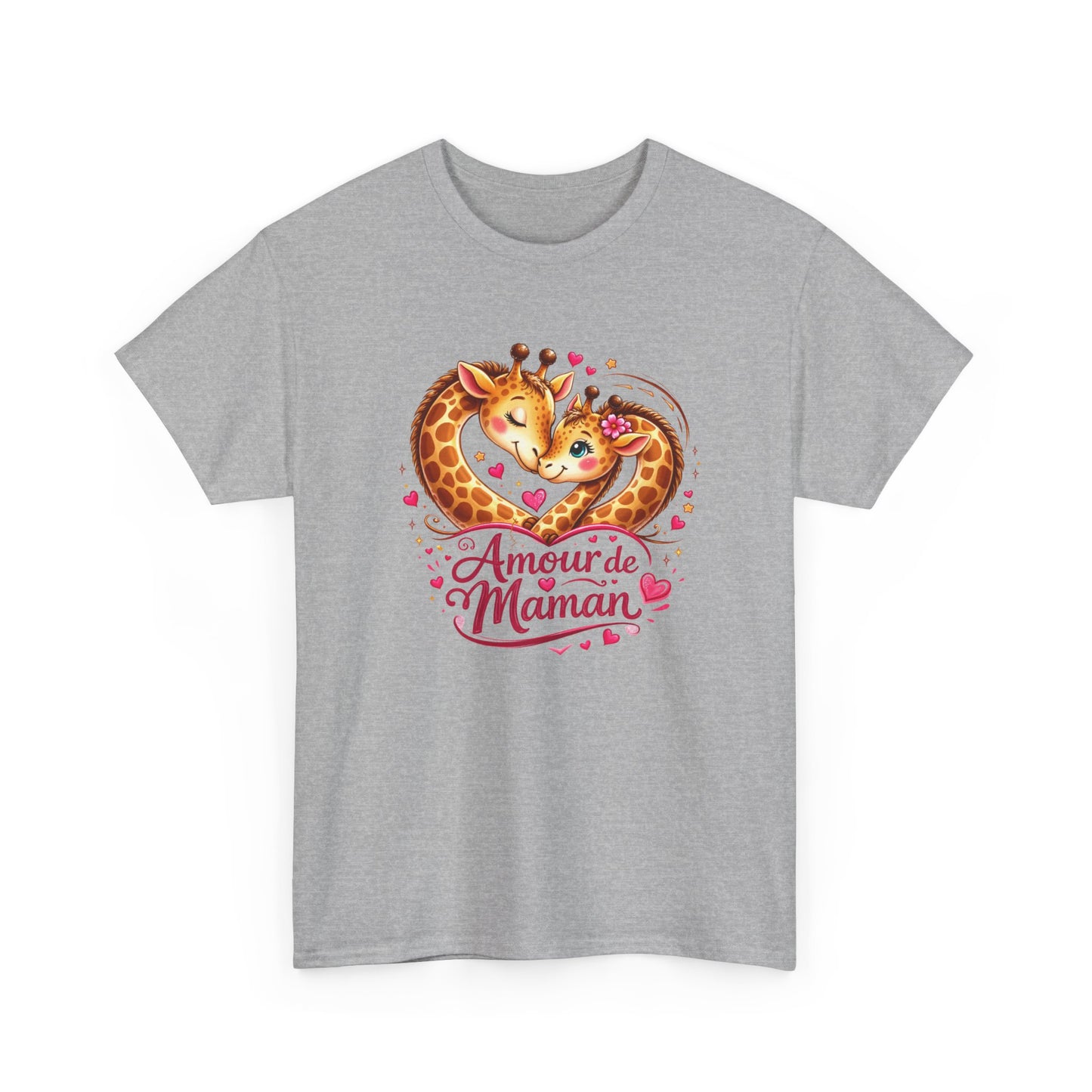 T-Shirt Amour de Maman Girafe – Design Mignon Animaux Cœur – Cadeau Fête des Mères