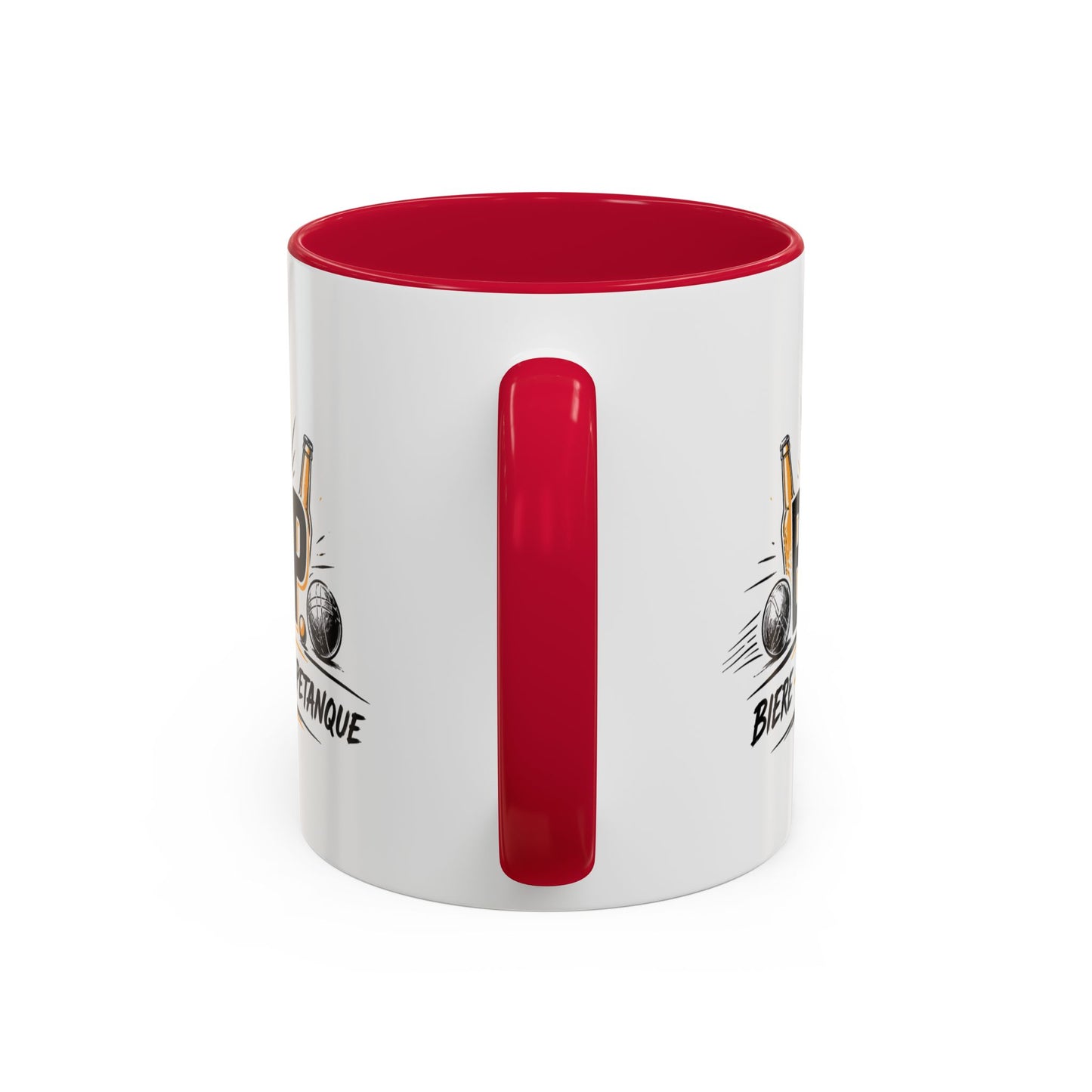Mug B.T.P. Humoristique – Tasse Bière Tong Pétanque – Cadeau Original Apéro et Pétanque – Céramique 325ml Noir Bleu Rouge