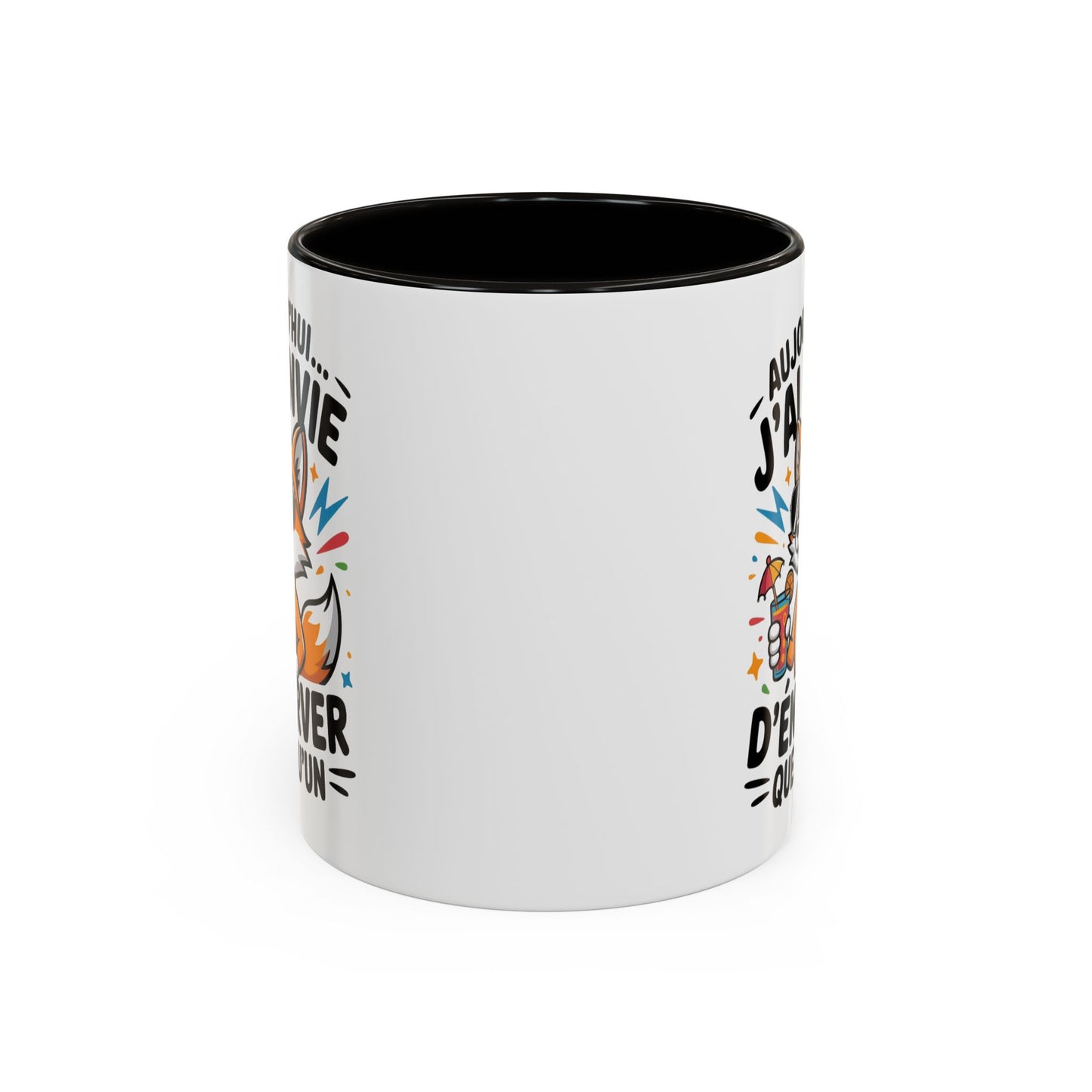 Mug Renard Humoristique – Tasse Animal Drôle Citation Fun – Cadeau Original Humour – Céramique 325ml Noir Bleu Rouge