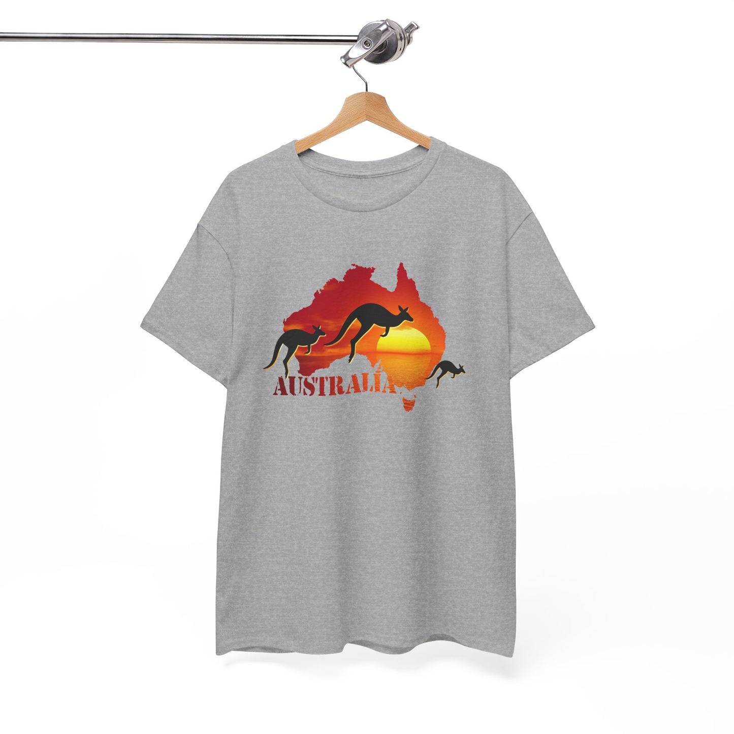 Tee Shirt Homme et Femme Australie Kangourou Coucher de Soleil Voyage Nature Paysage Australien Animal Sauvage Cadeau