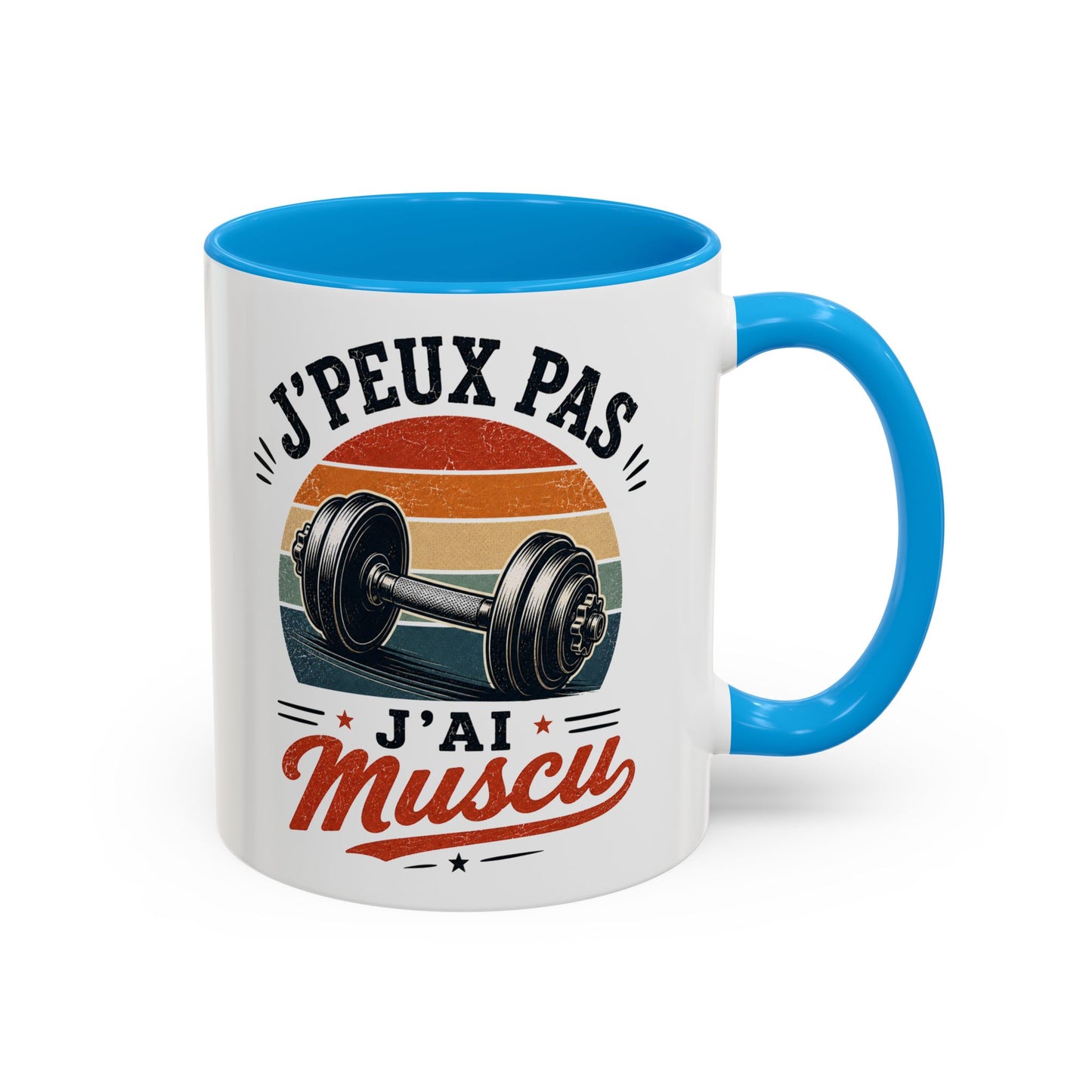 Tasse J’Peux Pas J’Ai Muscu – Mug Fitness Vintage Humoristique – Cadeau Musculation Homme Femme 325ml