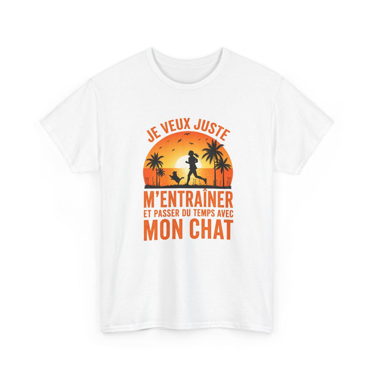 T-Shirt Femme Running avec Chat – Course à Pied Jogging Sport – Cadeau Coureuse Amoureuse des Chats