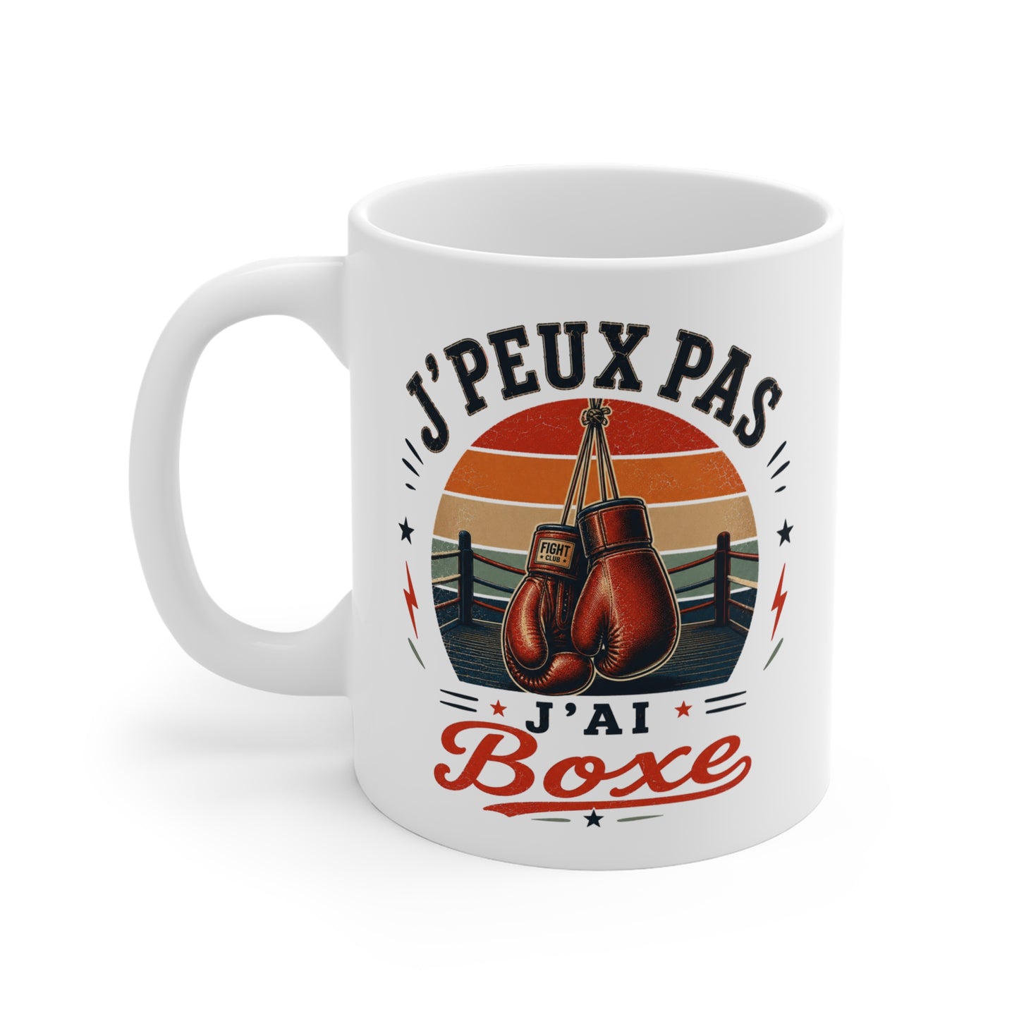 Tasse J’Peux Pas J’Ai Boxe – Mug Humour Boxeur Vintage – Cadeau Sport de Combat Homme Femme 325ml