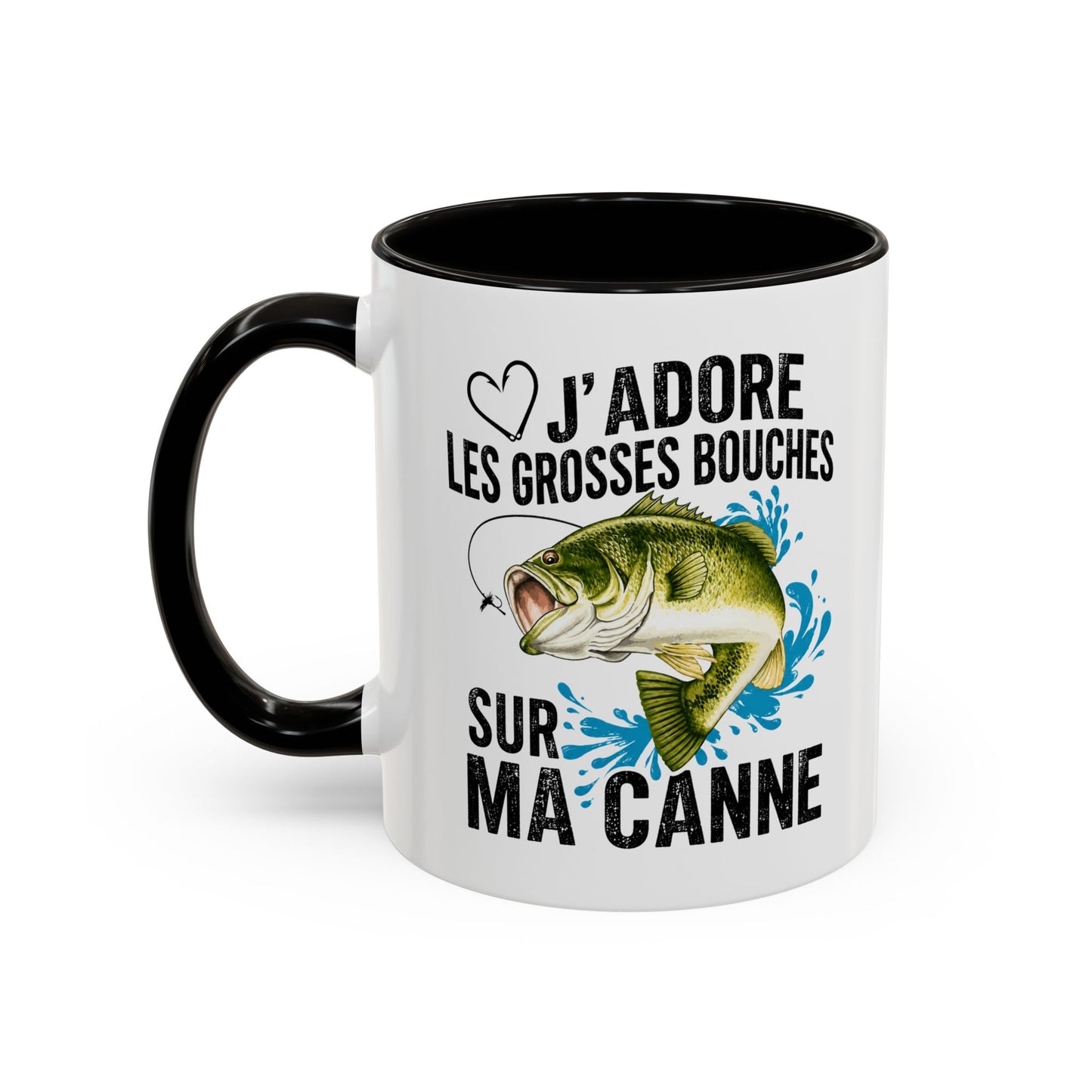 Mug Pêche Grosses Bouches – Tasse Humoristique Poisson – Cadeau Homme Pêcheur Passionné – 325 ml Noir Bleu Rouge