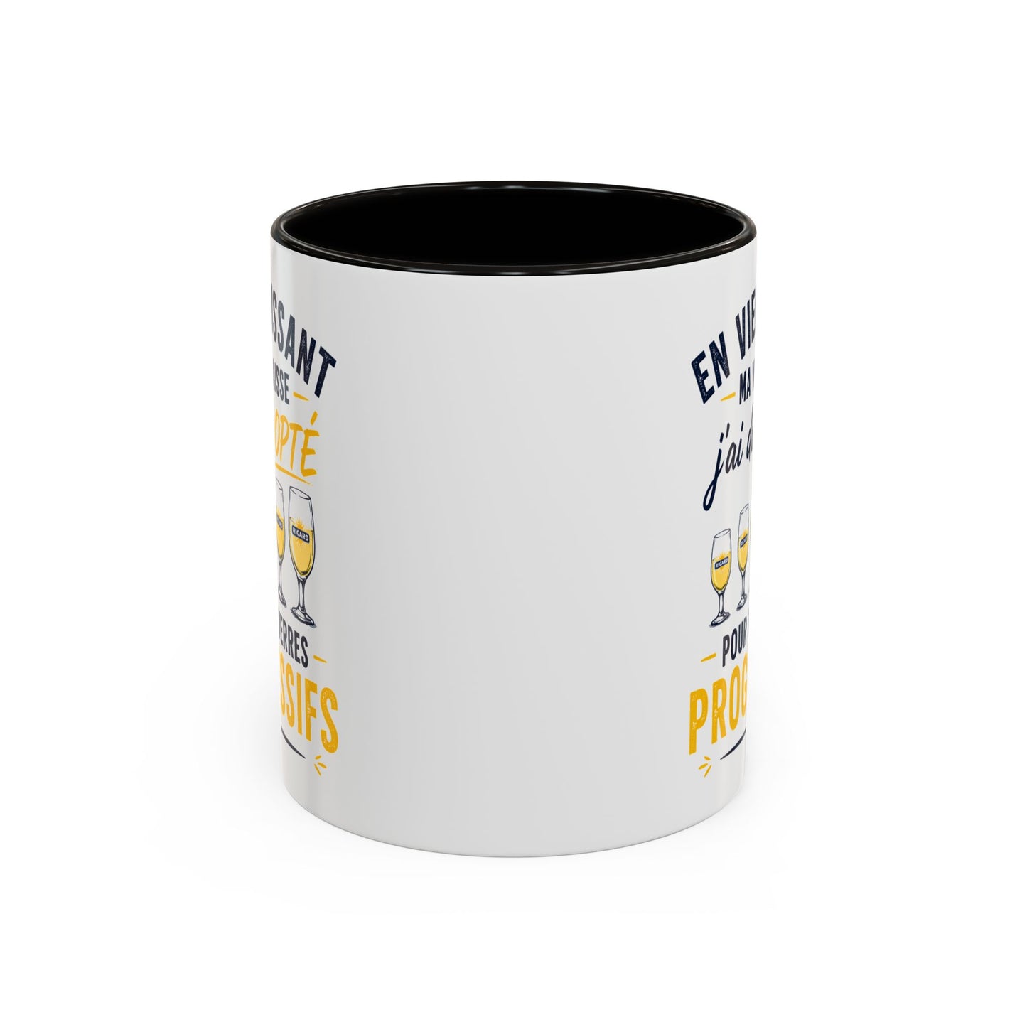Mug Humour Pastis et Vieillesse – En Vieillissant Ma Vue Baisse J’ai Donc Opté pour des Verres Progressifs – Cadeau Drôle 325ml