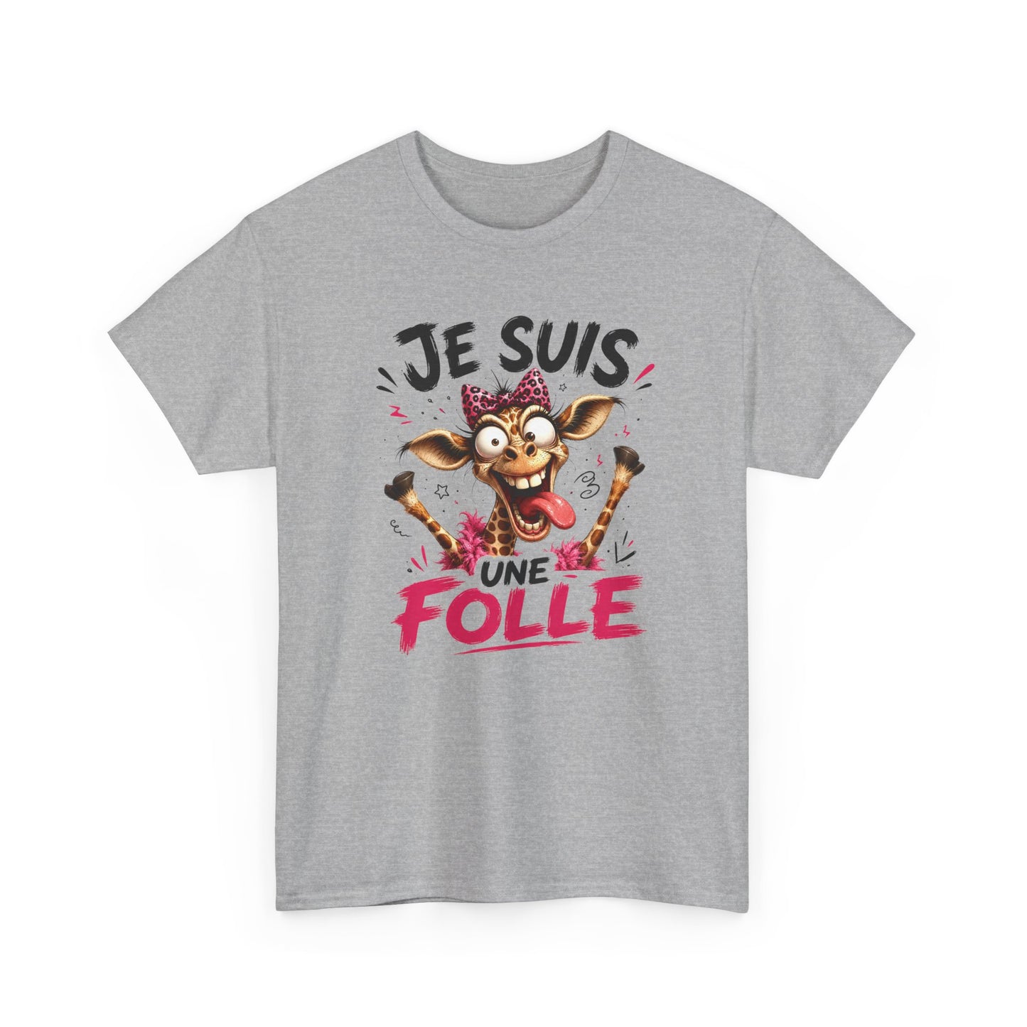 Tee-Shirt Femme Je Suis Une Folle – Girafe Folle Cartoon Humoristique – Cadeau Femme Drôle