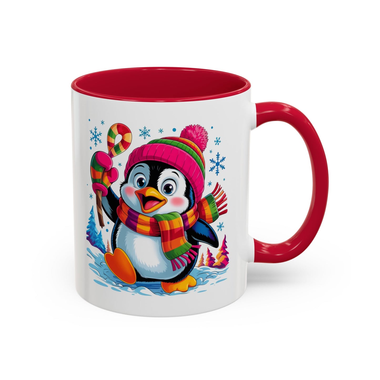 Mug Pingouin Mignon Hiver – Tasse Animaux Kawaii Neige – Cadeau Noël Fun et Coloré – Céramique 325ml