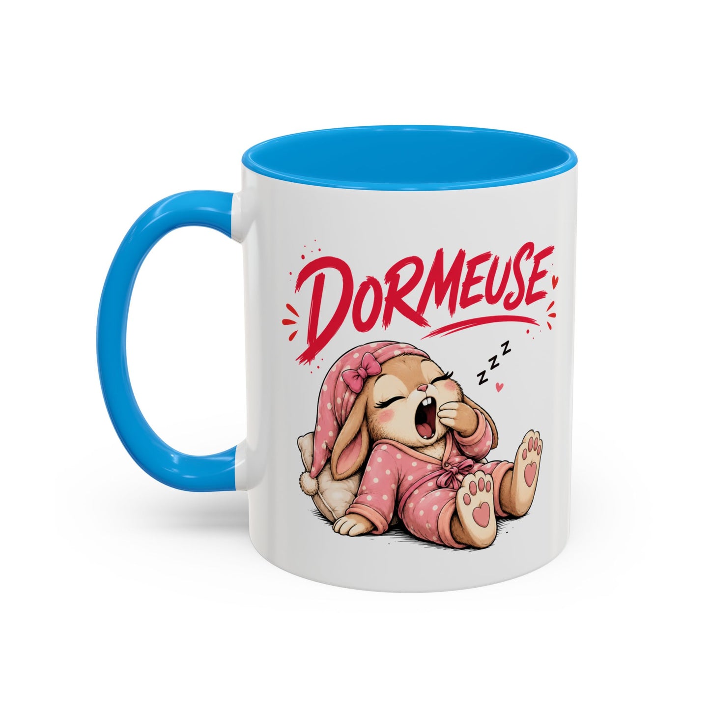 Tasse Dormeuse – Mug Humour Femme Fille avec Lapine Endormie – Cadeau Original 325ml