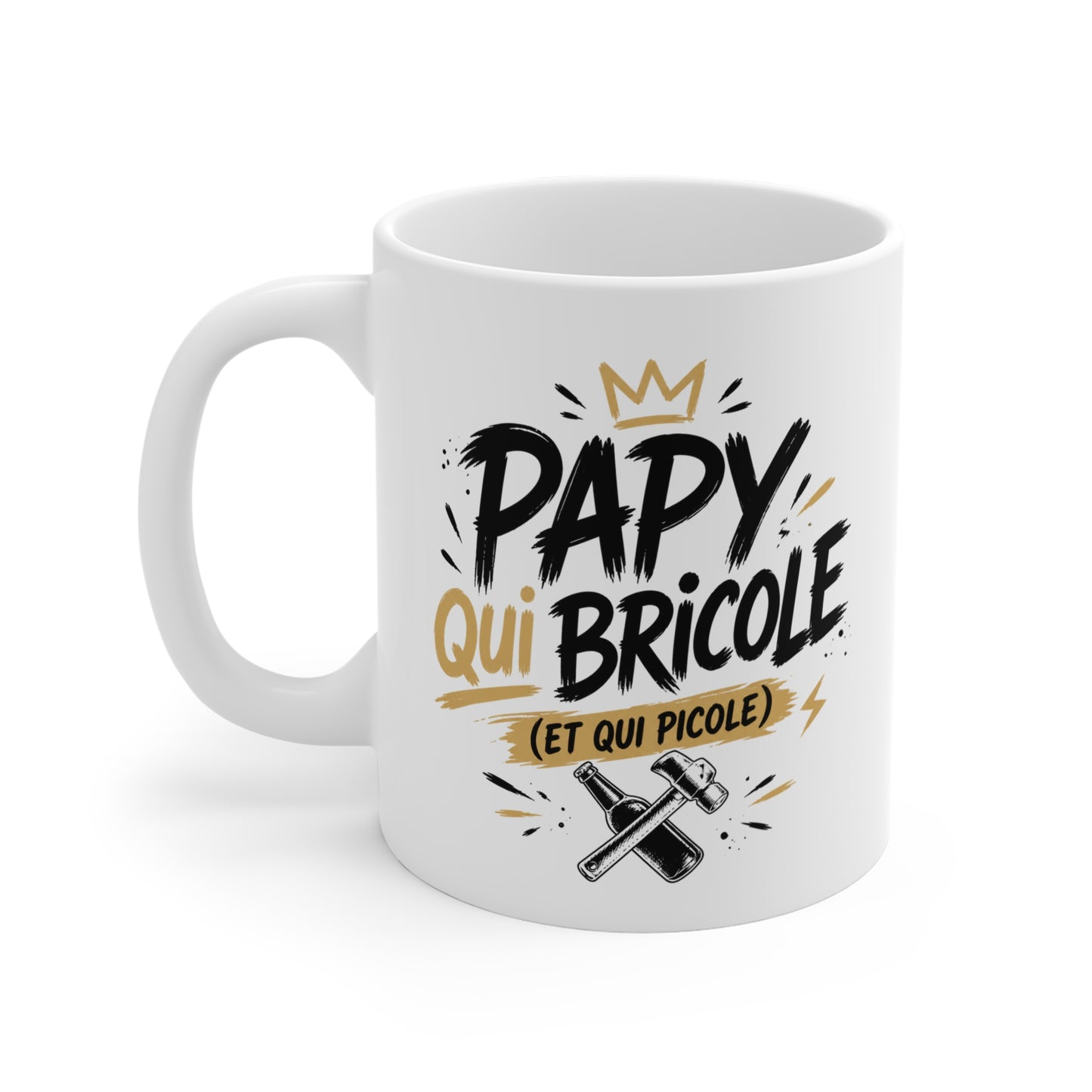 Tasse Papy Qui Bricole Et Qui Picole – Mug Humour Bricolage Apéro – Cadeau Papy Homme 325ml