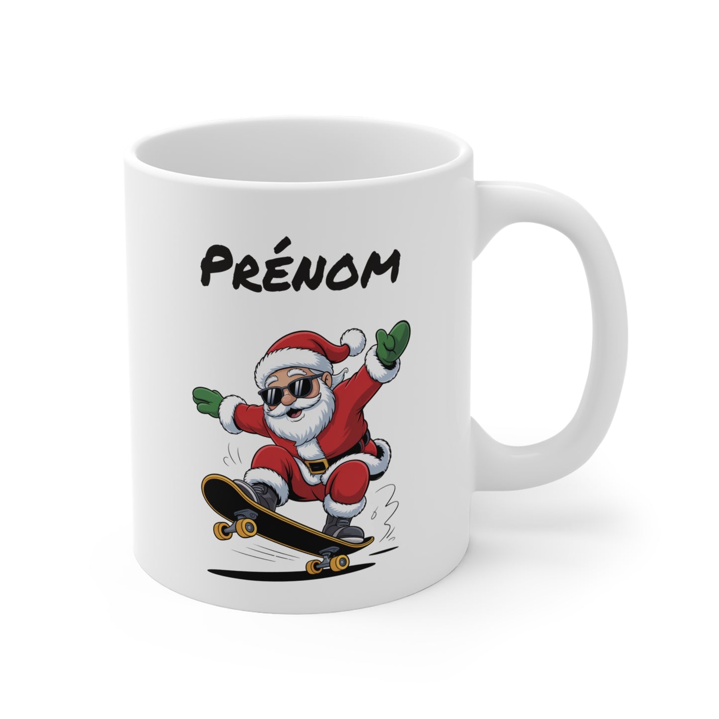 Tasse Noël Personnalisée – Mug Père Noël Skateur avec Prénom – Cadeau Original et Unique