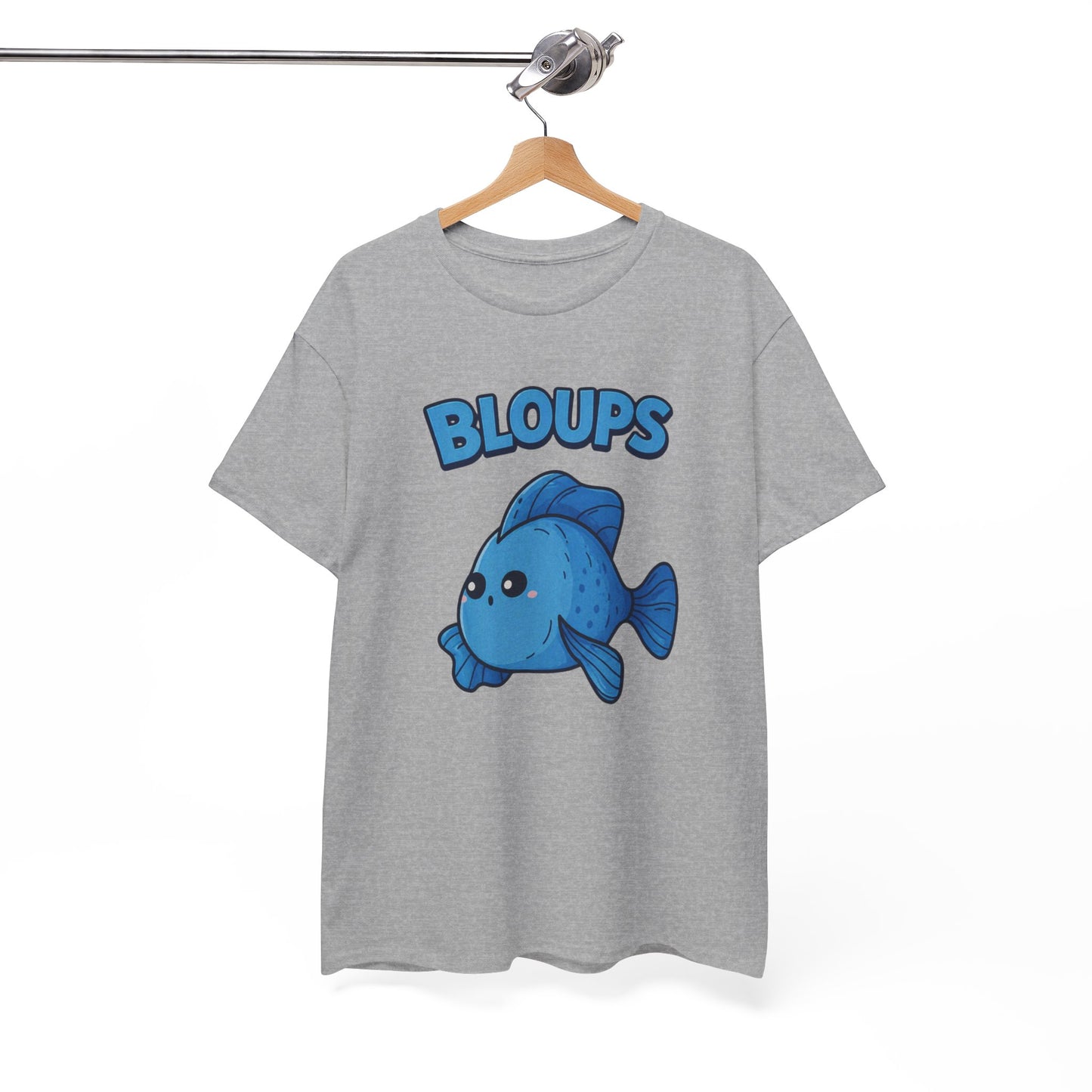 T-Shirt Humour Poisson Homme – Bloups Poisson Drôle Kawaii – Cadeau Original Amateur d’Aquarium et Animaux Marins