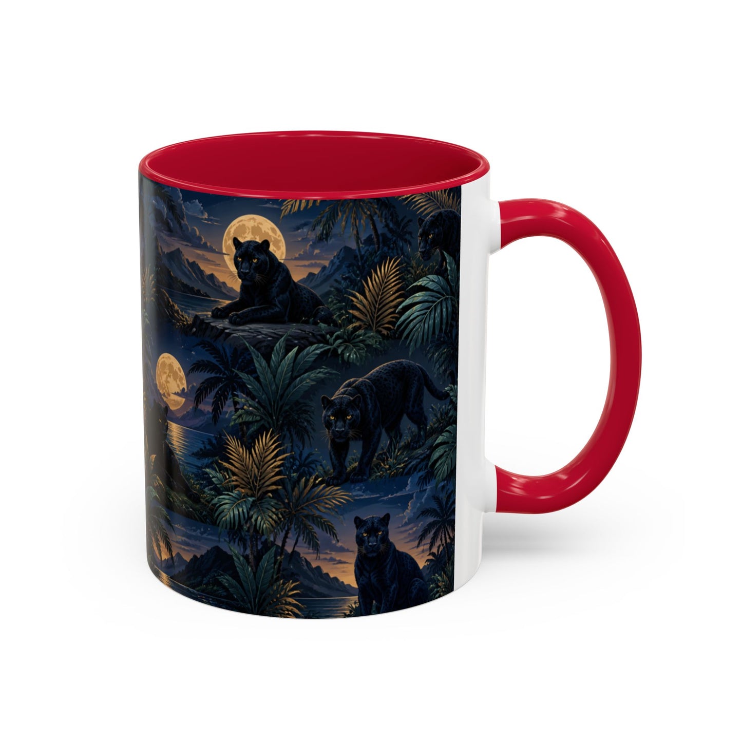 Tasse Panthère Noire Jungle Tropicale – Mug Animal Sauvage et Lune – Design Mystique Nocturne – Céramique 325ml