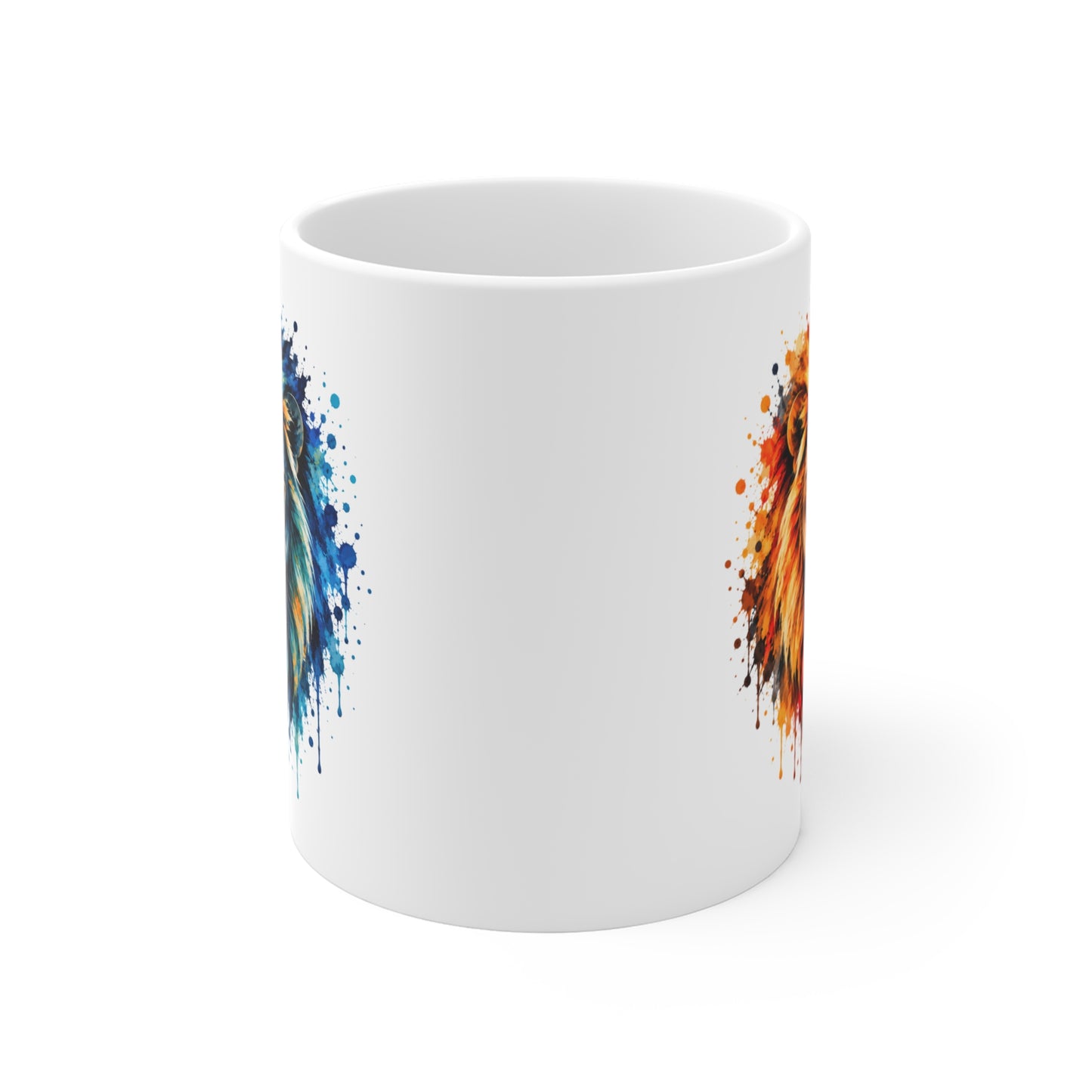 Mug Lion Coloré – Tasse Lion Majestueux Style Aquarelle – Cadeau Original Amoureux des Lions et Animaux Sauvages