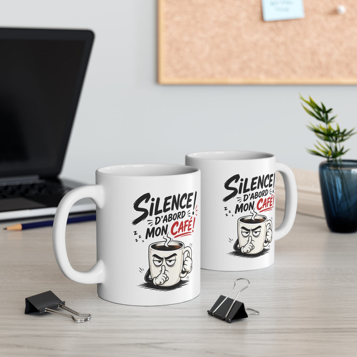Mug Silence d’Abord Mon Café – Tasse Humour Café – Cadeau Drôle Original Homme Femme – Pause Café