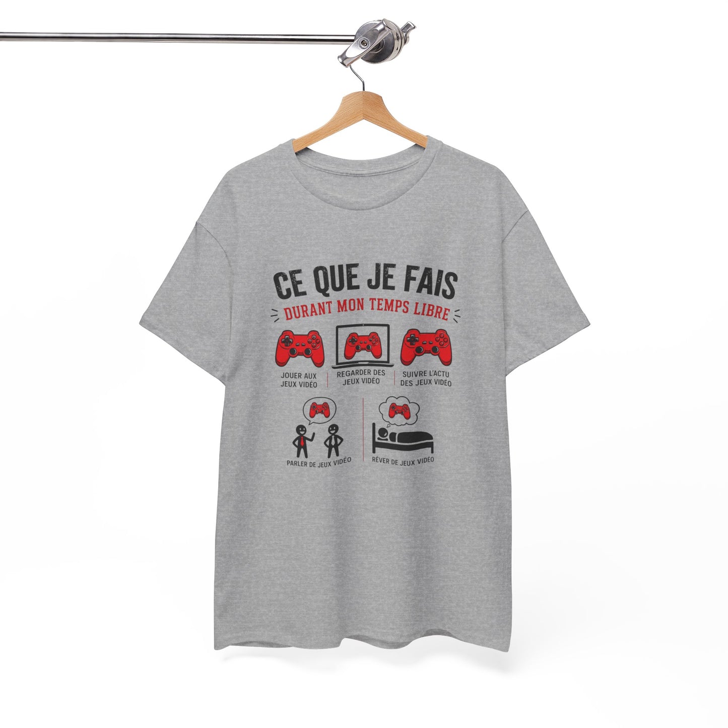 T-Shirt Gamer Homme Femme – Ce Que Je Fais Durant Mon Temps Libre – Tee Shirt Jeux Vidéo Humour Geek Gaming