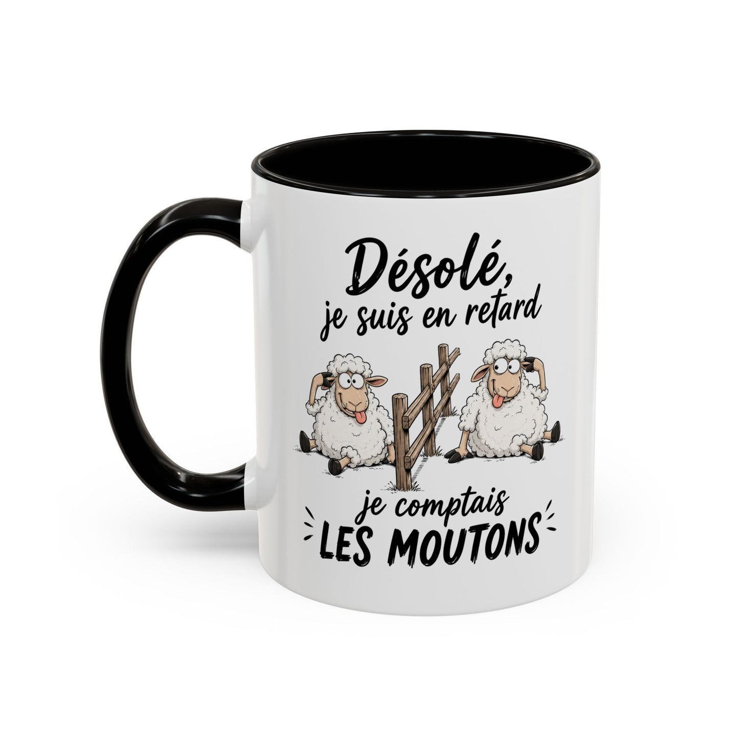 Tasse Humour Moutons – Désolé Je Suis en Retard Je Comptais les Moutons – Mug Rigolo et Original 325ml
