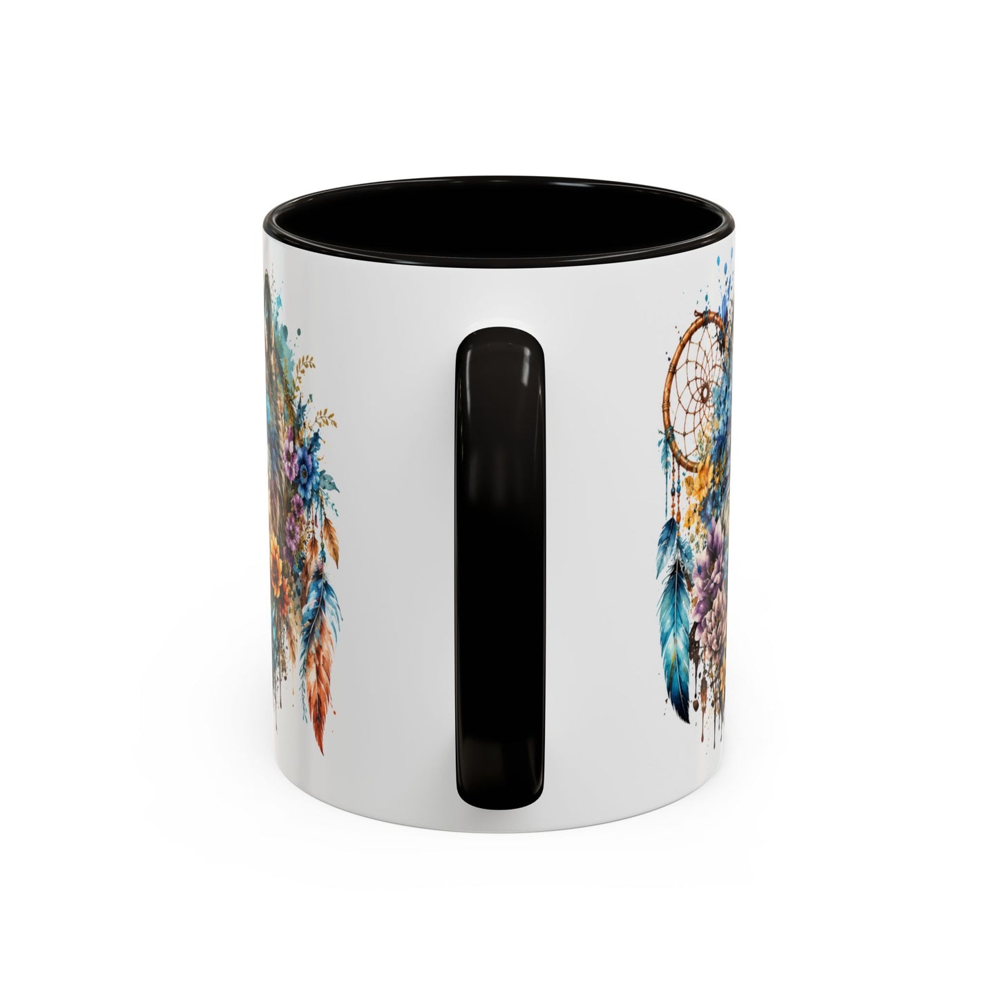 Tasse Loup Bohème – Mug Attrape-Rêves et Fleurs Colorées – Cadeau Animal Spirituel Homme Femme 325ml