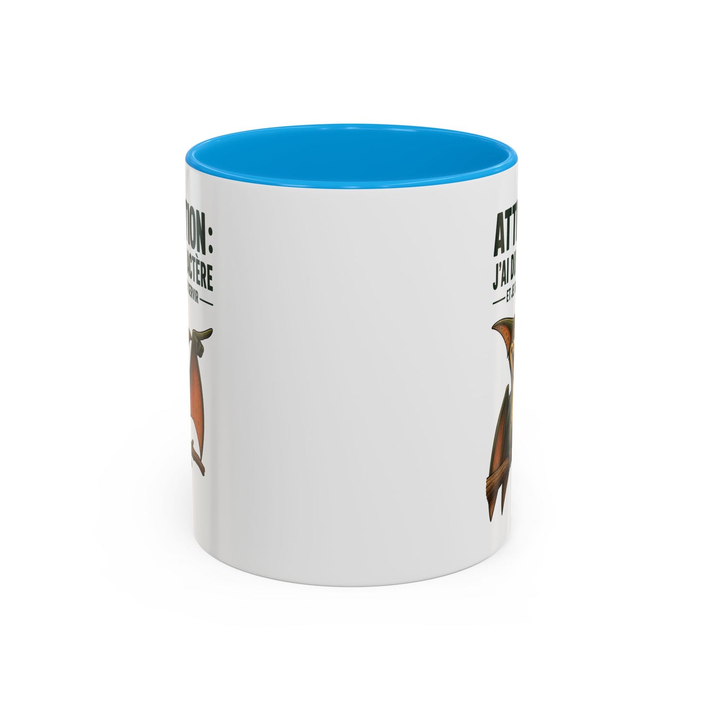 Mug Humoristique – Tasse Dinosaure Volant au Fort Caractère – Cadeau Original Homme et Femme, Ami ou Collègue – 325 ml Noir Bleu Rouge