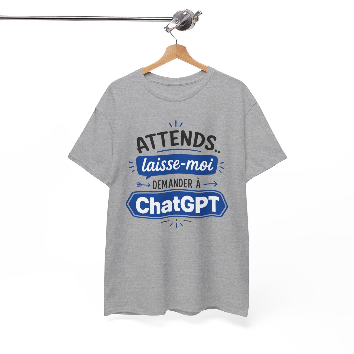 Tee-Shirt Humour Intelligence Artificielle – Attends Laisse-Moi Demander à l’IA – Cadeau Geek Informatique Homme et Femme