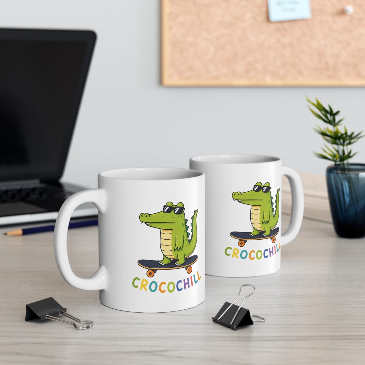 Mug Crocochill – Crocodile sur Skateboard – Tasse Humour Crocodile – Cadeau Original Homme Femme