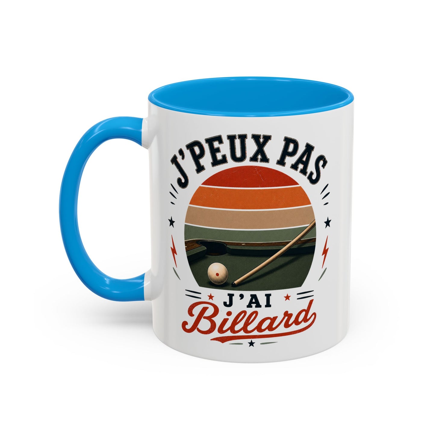 Tasse J’Peux Pas J’Ai Billard – Mug Humour Joueur de Billard Vintage – Cadeau Passion Billard 325ml