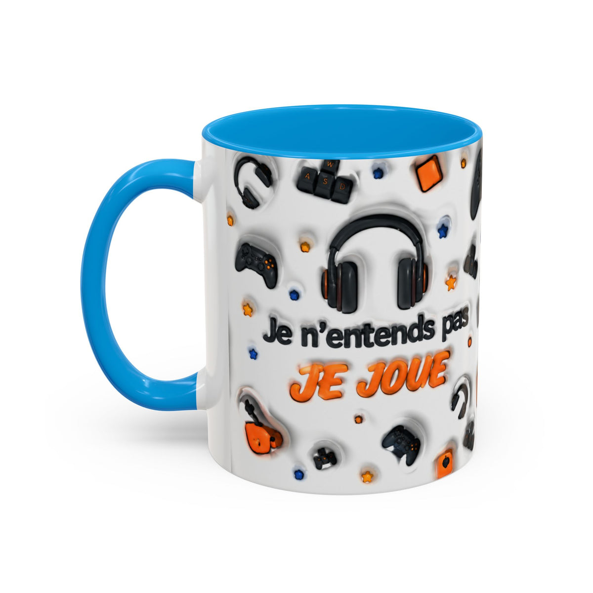 Mug Gamer « Je n’entends pas, je joue » – Tasse Gaming avec Casque, Manettes et Clavier – Cadeau Original Joueur Jeux Vidéo
