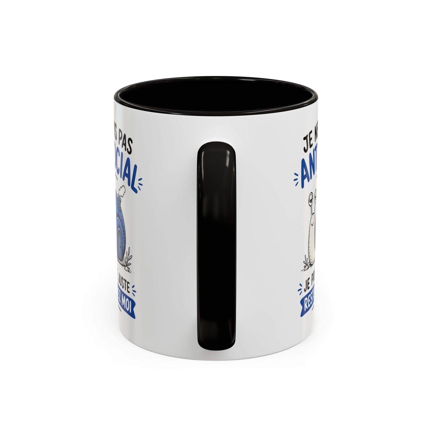 Mug Humour Introverti – Je Ne Suis Pas Antisocial Je Préfère Rester Chez Moi – Tasse Drôle Escargot – Cadeau Original Céramique 325ml Noir Bleu Rouge