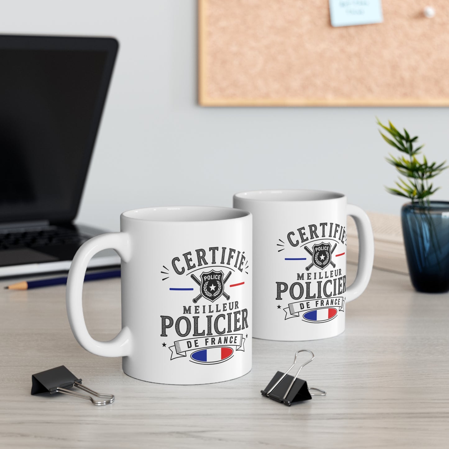 Mug Policier Homme – Certifié Meilleur Policier de France – Tasse Métier Police – Cadeau Original Policier