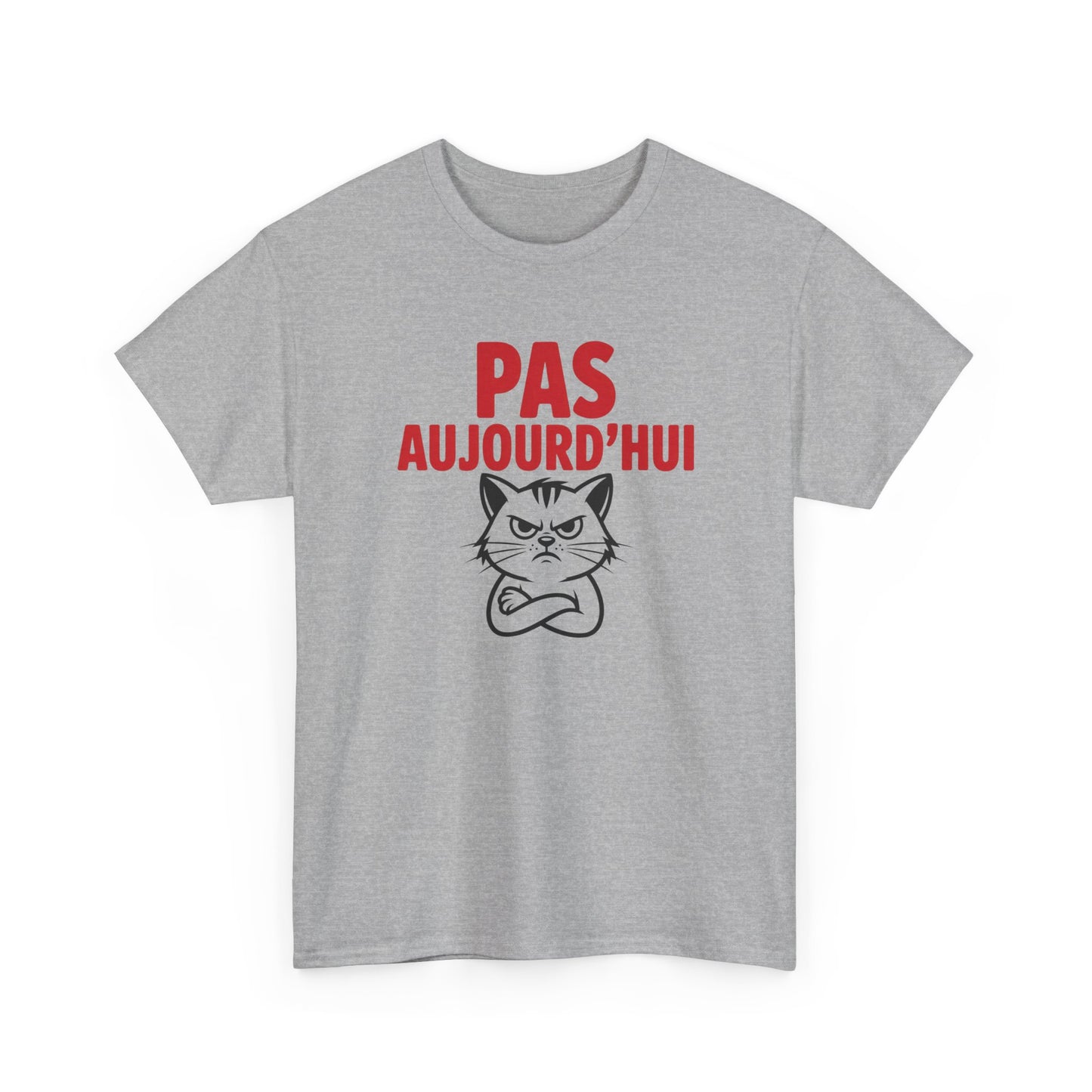 T-Shirt Humour Pas Aujourd’hui Chat Grincheux – Tee Shirt Drôle Anti Motivation Fatigue Travail Bureau Cadeau Homme Femme