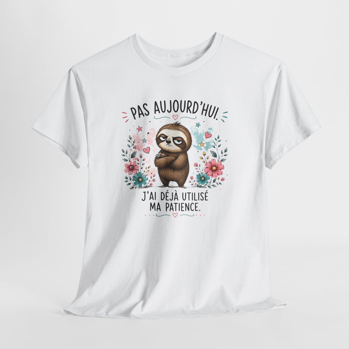 Tee-Shirt Humour Homme et Femme – Paresseux Drôle Blasé – Idée Cadeau Original Animal Mignon Patience Anniversaire