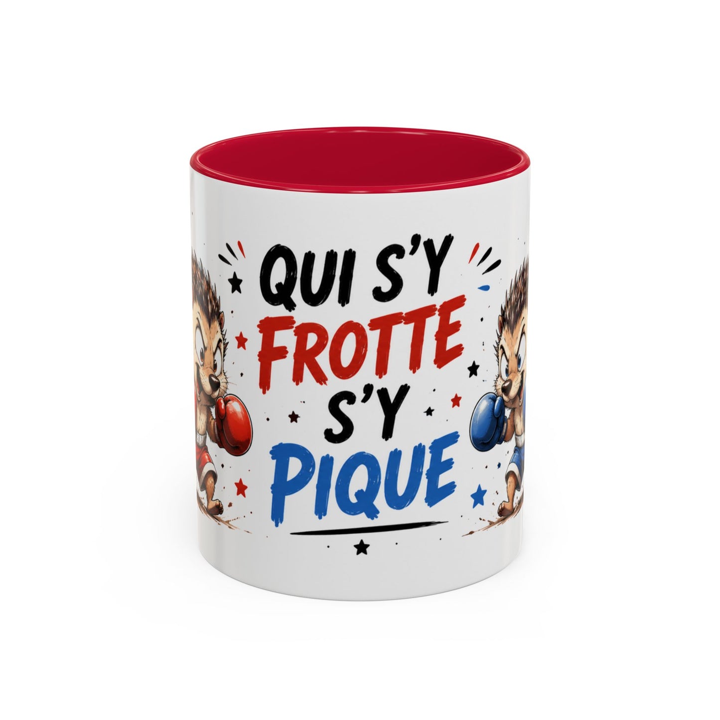 Tasse Qui S’y Frotte S’y Pique – Mug Hérisson Boxeur Humour – Cadeau Drôle Original 325ml