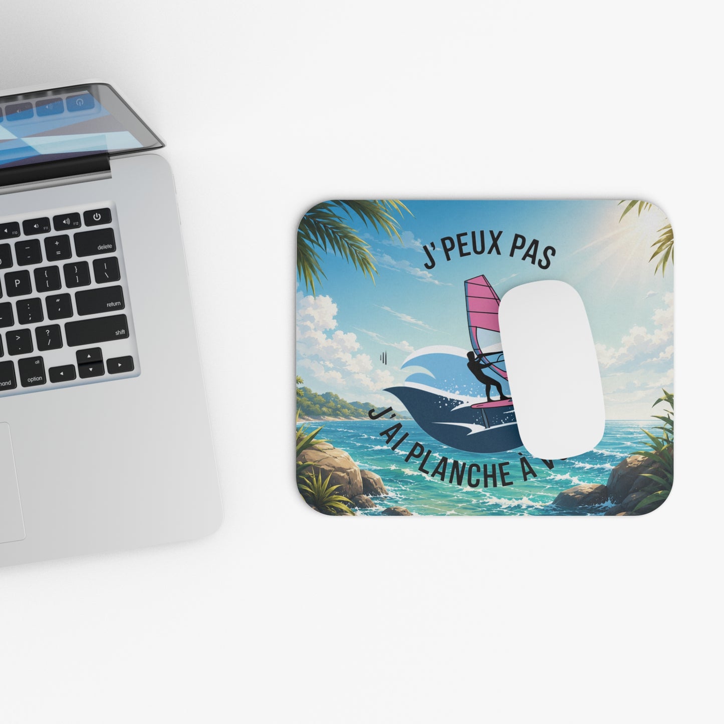 Tapis de Souris 22x18cm J’Peux Pas J’Ai Planche à Voile – Cadeau Humour Windsurf Homme Femme – Design Sport Nautique – Accessoire Bureau Gaming