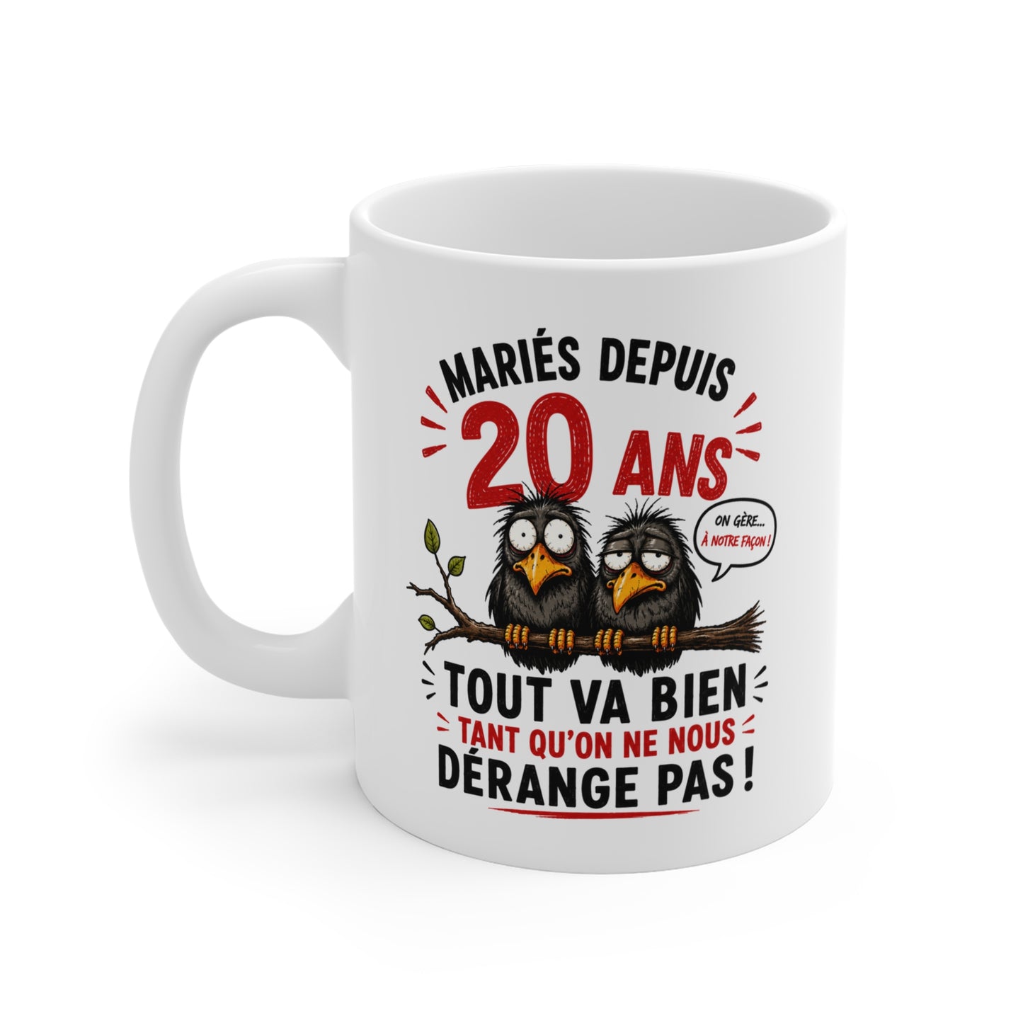Tasse Mariés Depuis 20 Ans – Mug Humour Anniversaire de Mariage 20 Ans Homme Femme – Cadeau Noces de Porcelaine 325 ml